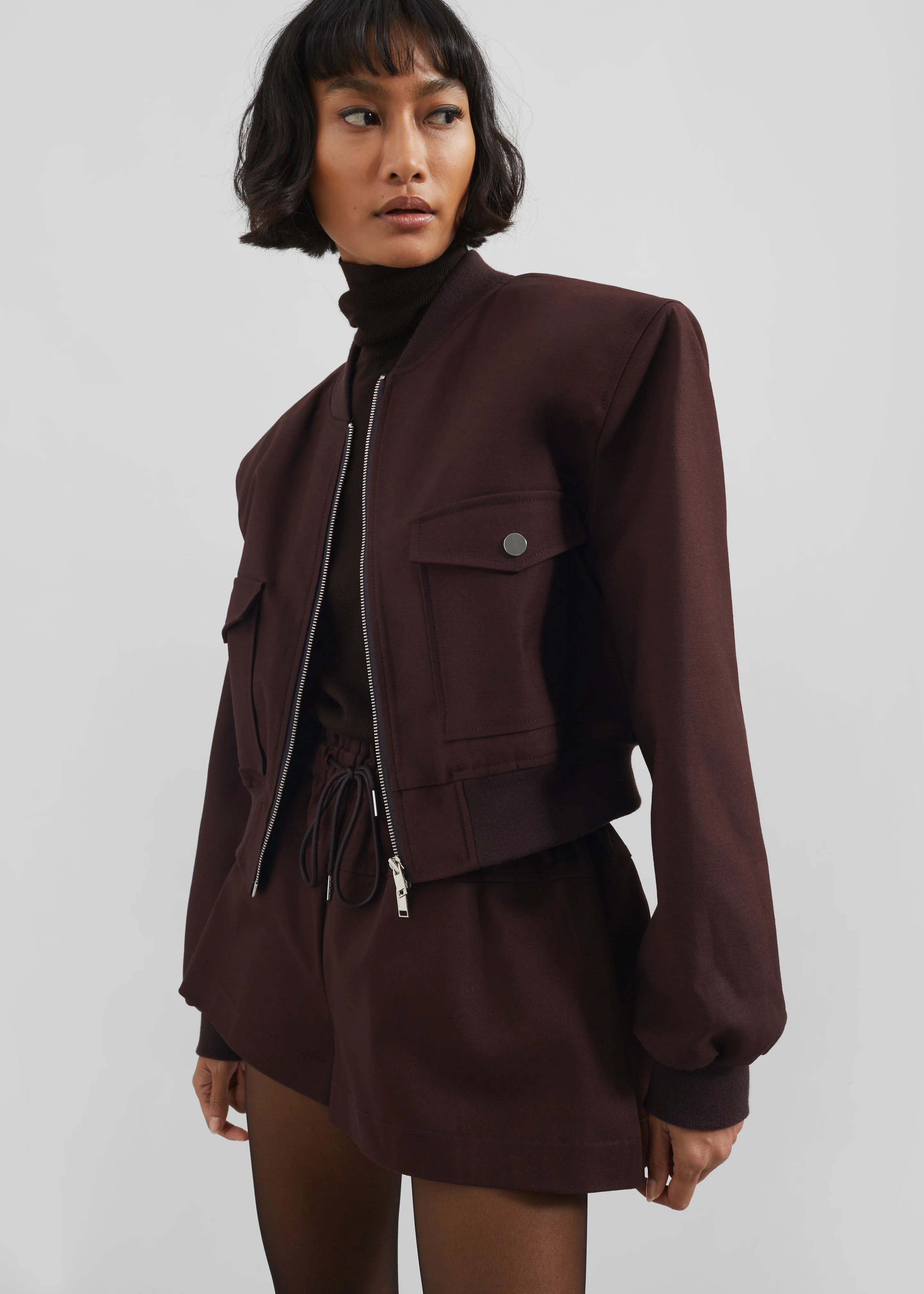 Pomona Crop Bomber Jacket - Burgundy - Image 6