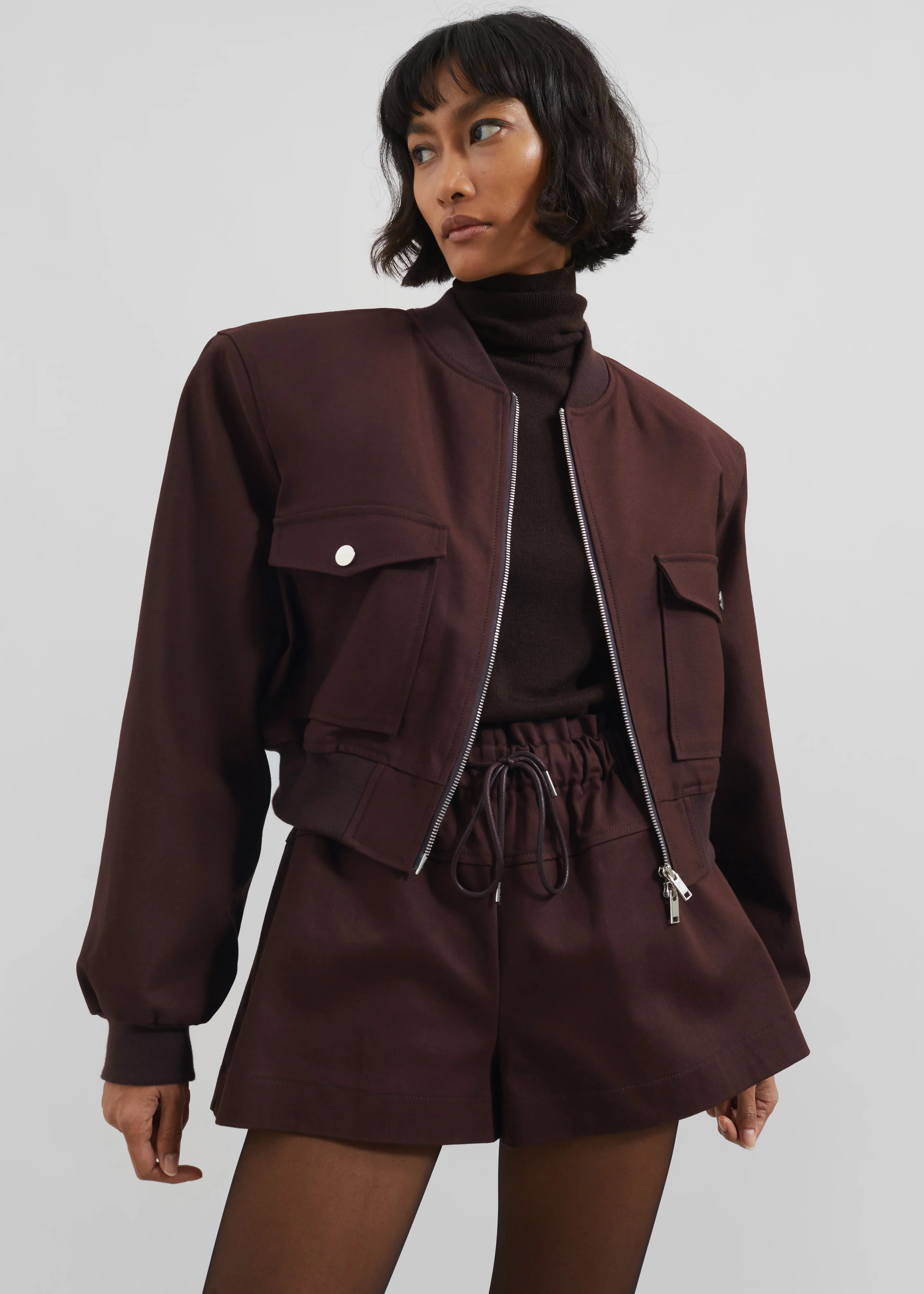 Pomona Crop Bomber Jacket - Burgundy - Image 7