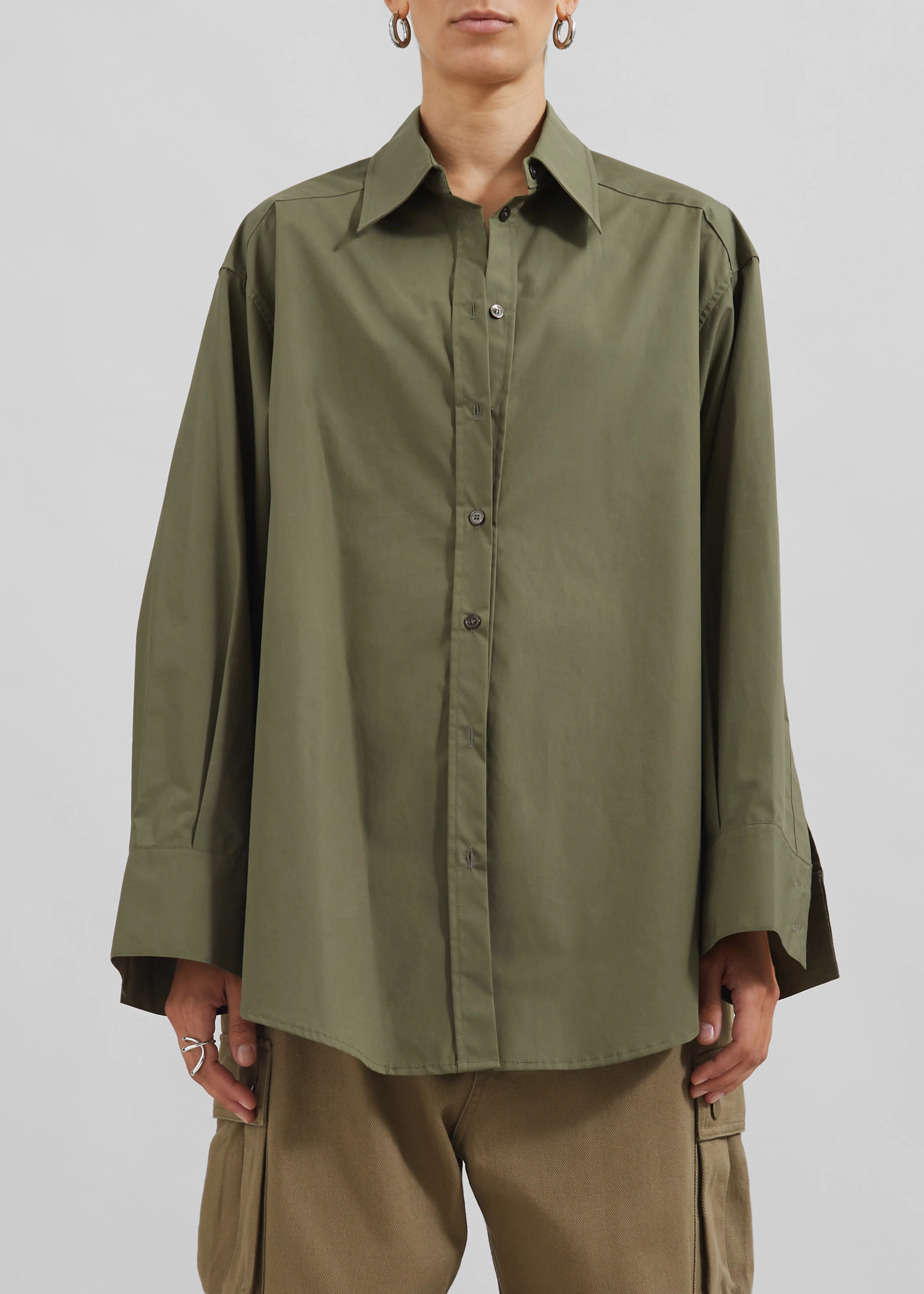 Prato Button Up Shirt - Khaki - Image 10