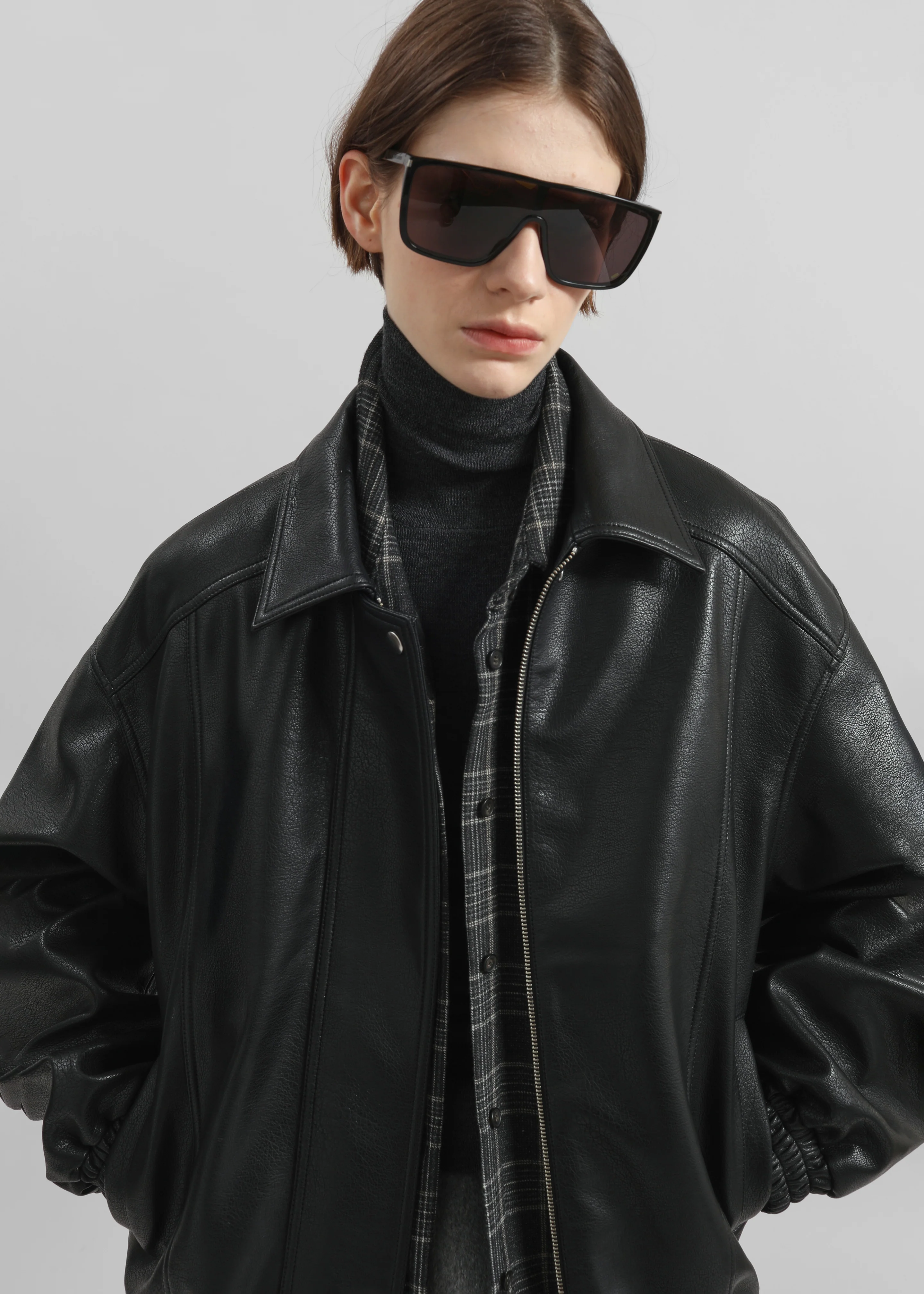 Prescott Faux Leather Jacket - Black - Image 4
