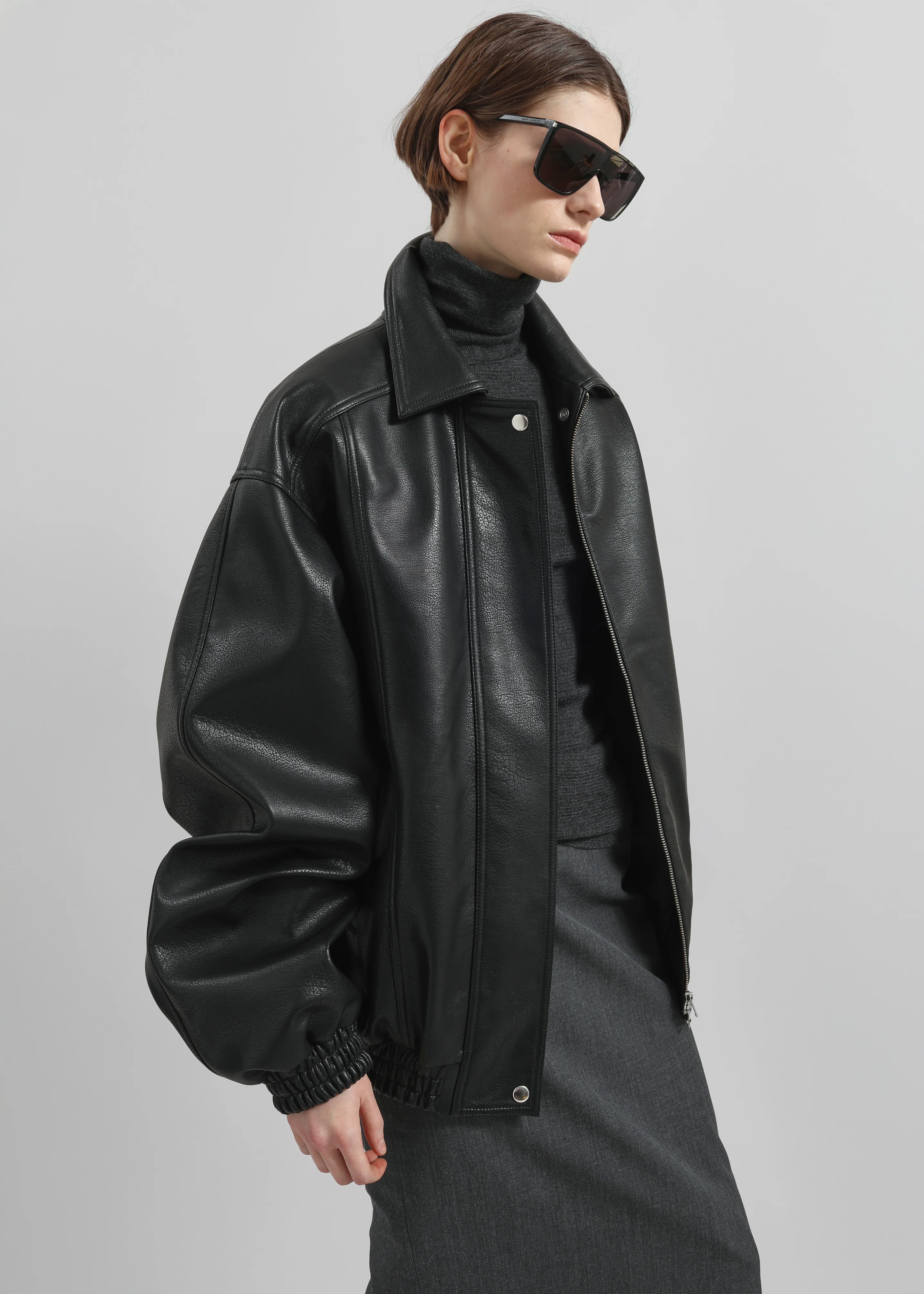 Prescott Faux Leather Jacket - Black - Image 5