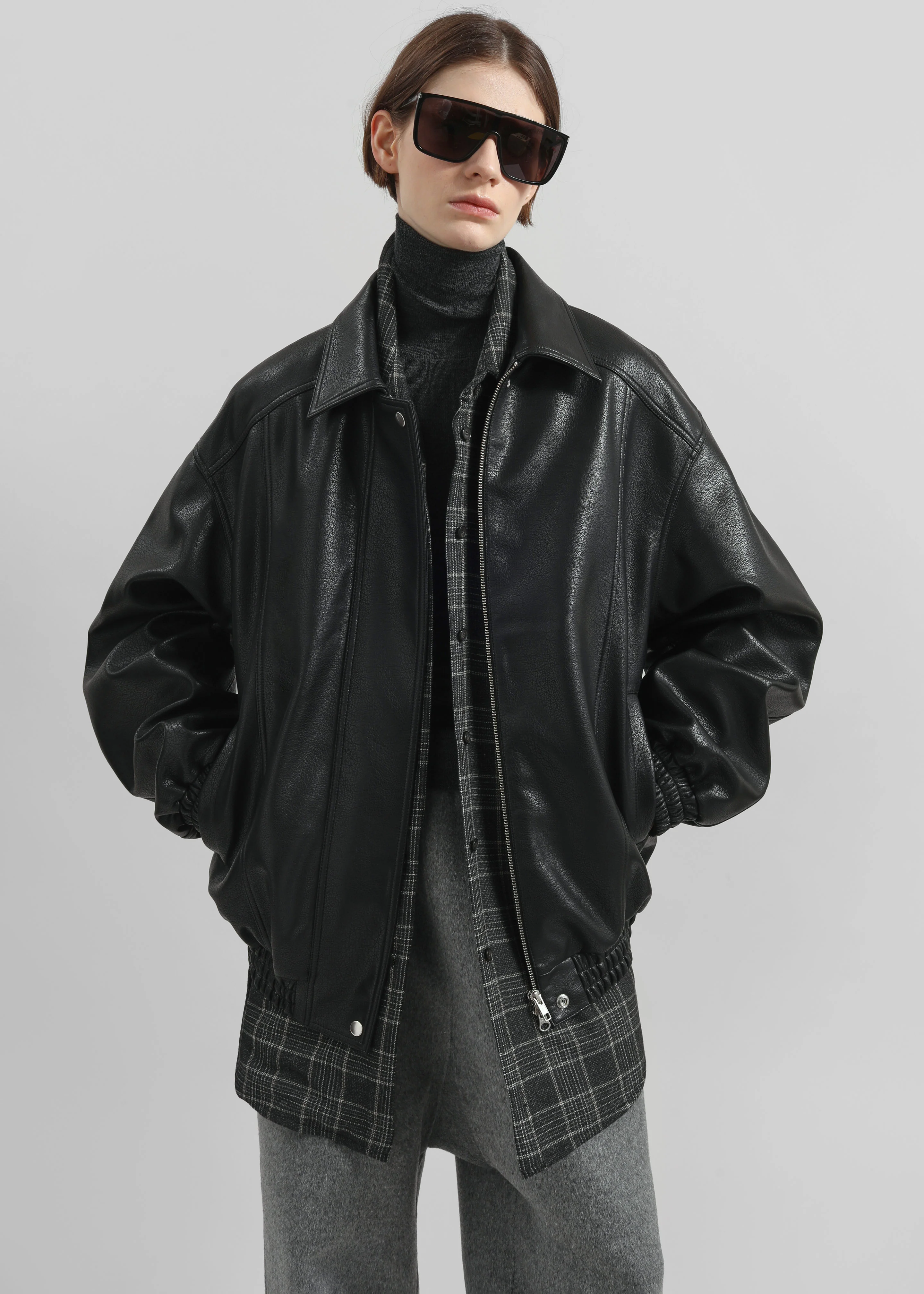Prescott Faux Leather Jacket - Black - Image 6