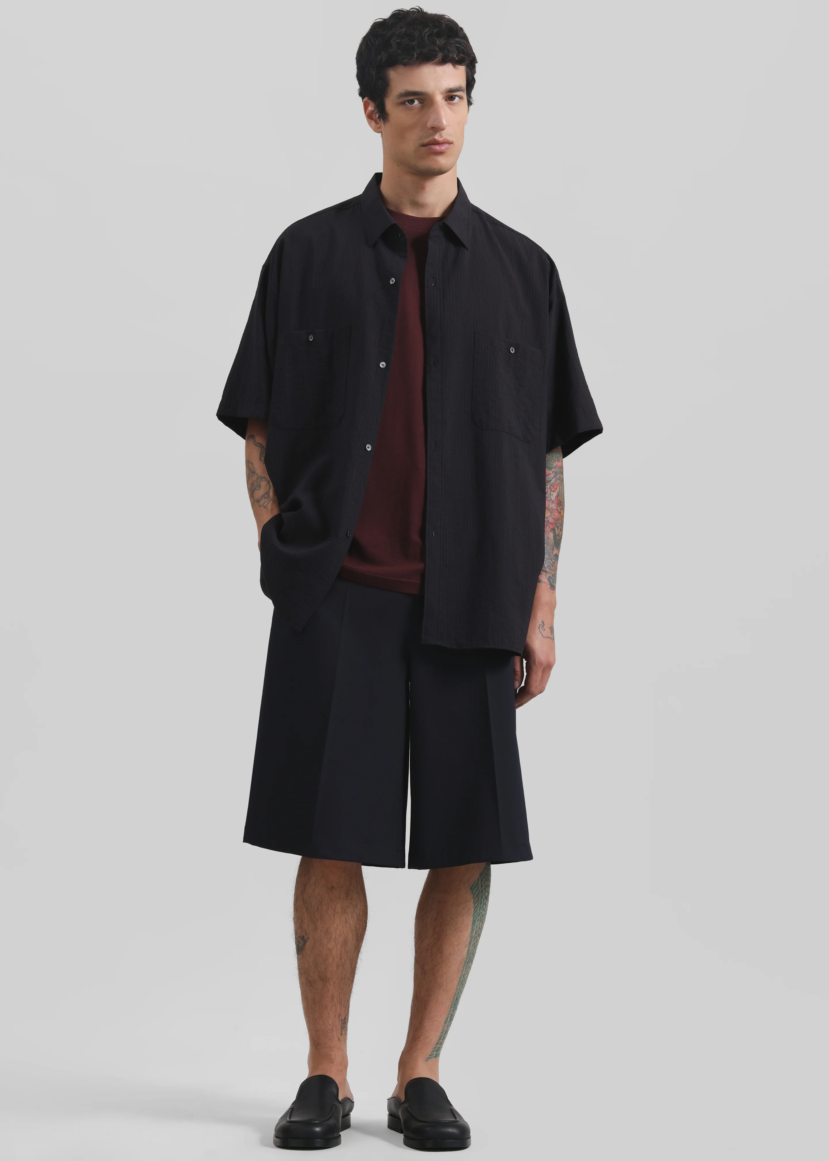 Preston Fluid Striped Shirt - Black - Image 4