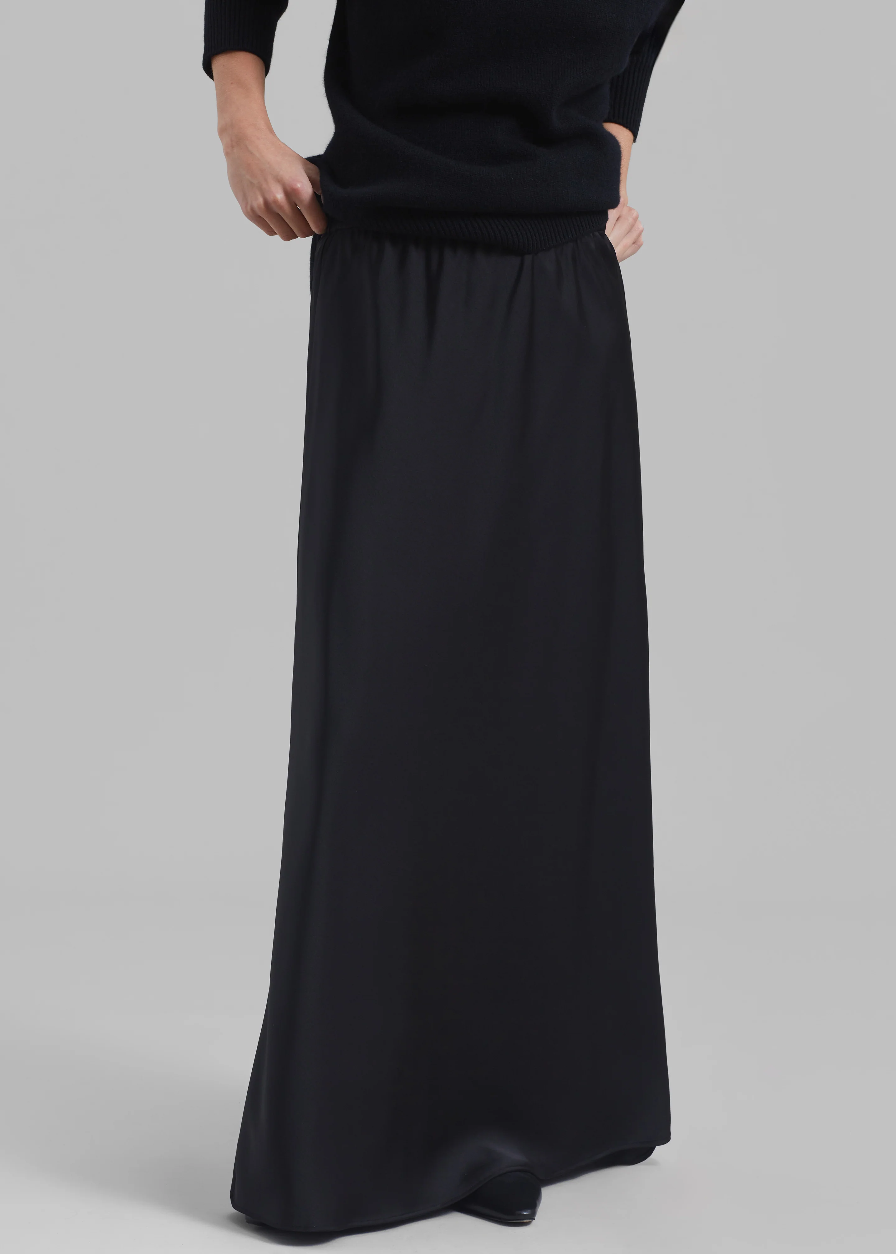 Priscilla Maxi Satin Skirt - Black - Image 2