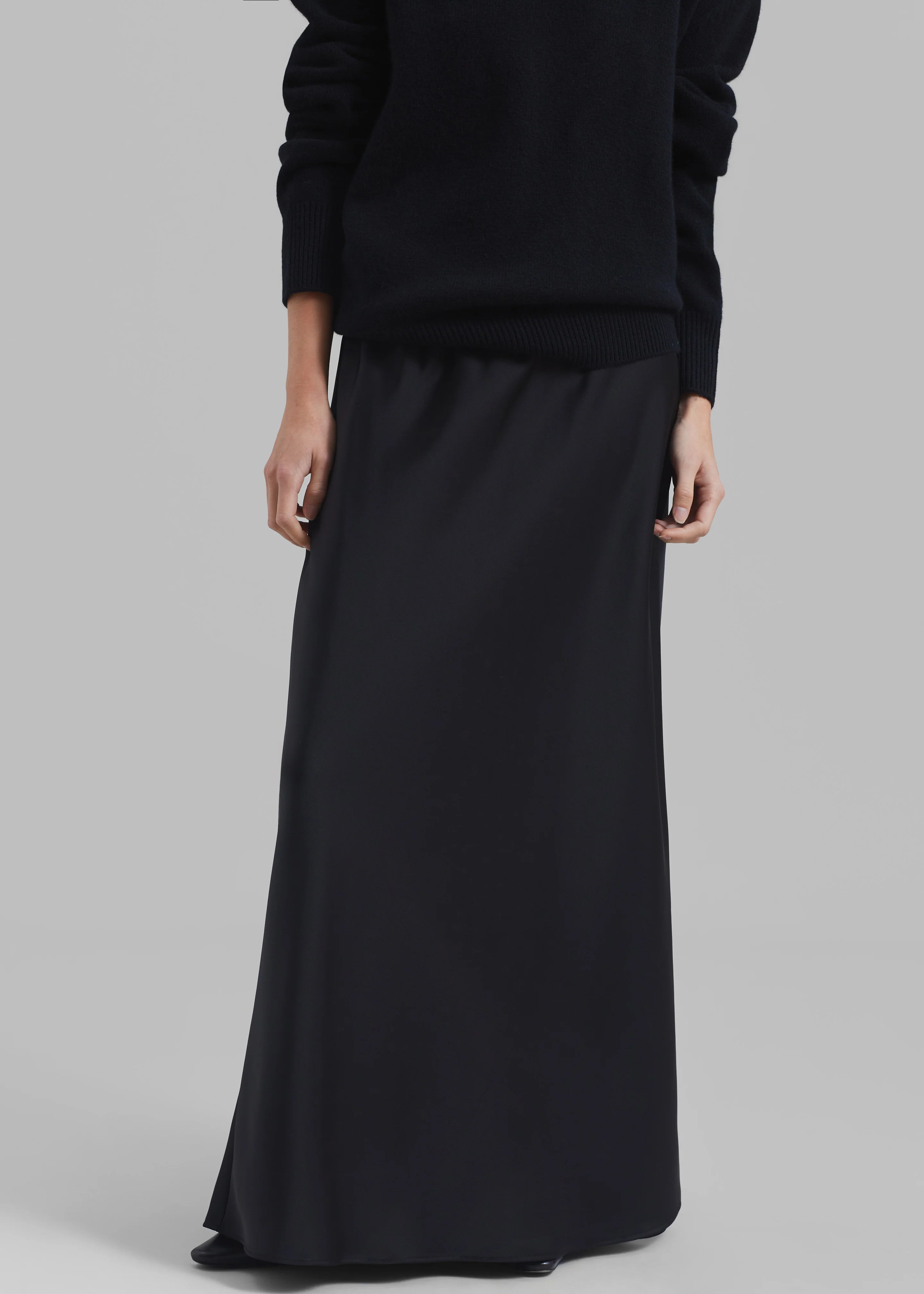 Priscilla Maxi Satin Skirt - Black - Image 5