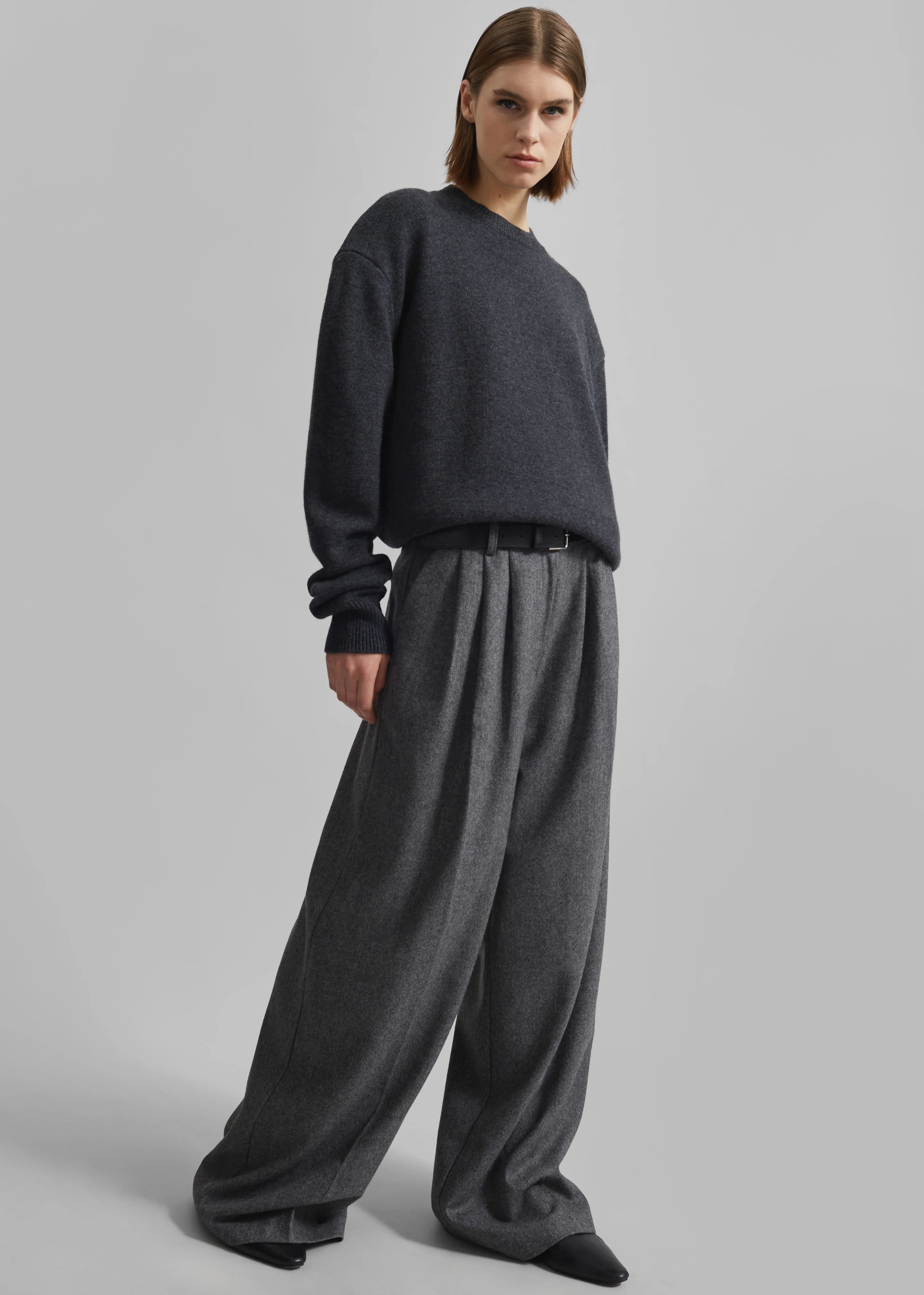 Rafaela Padded Knit Sweater - Dark Grey Melange - Image 6