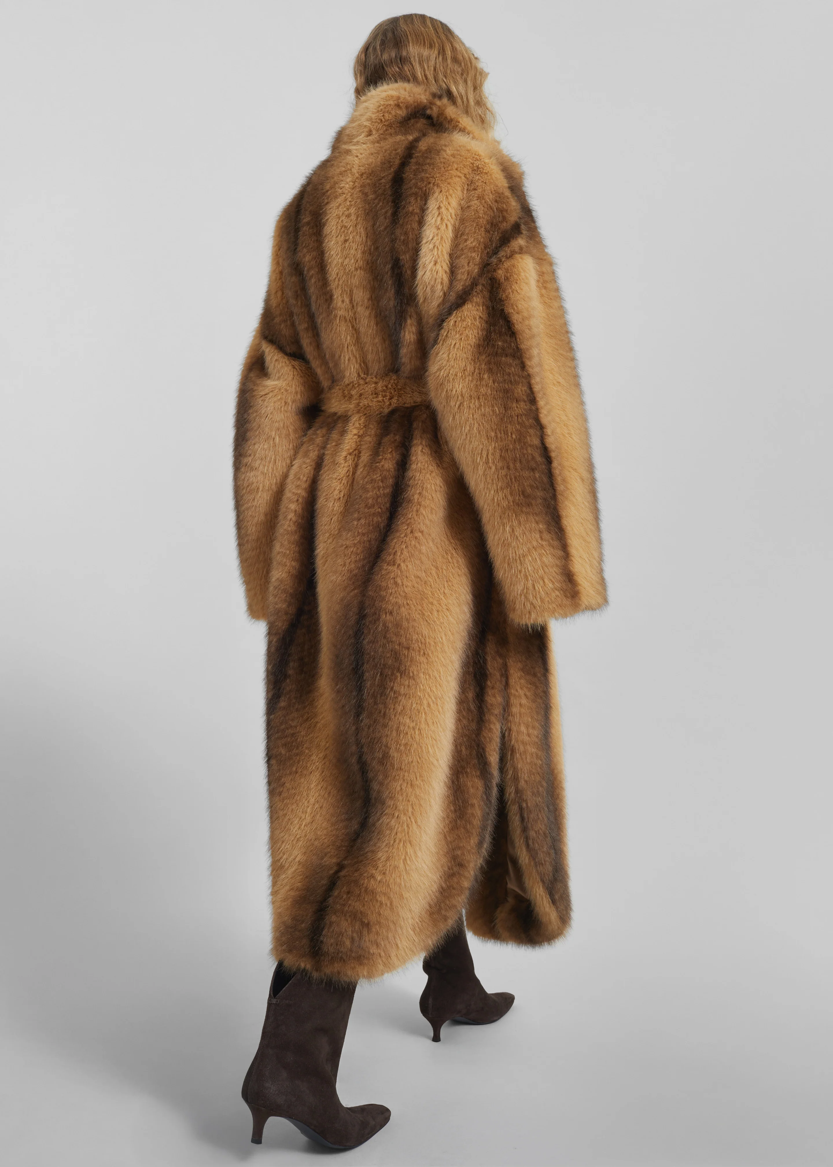 Ravello Faux Fur Robe Coat - Beige/Brown - Image 10