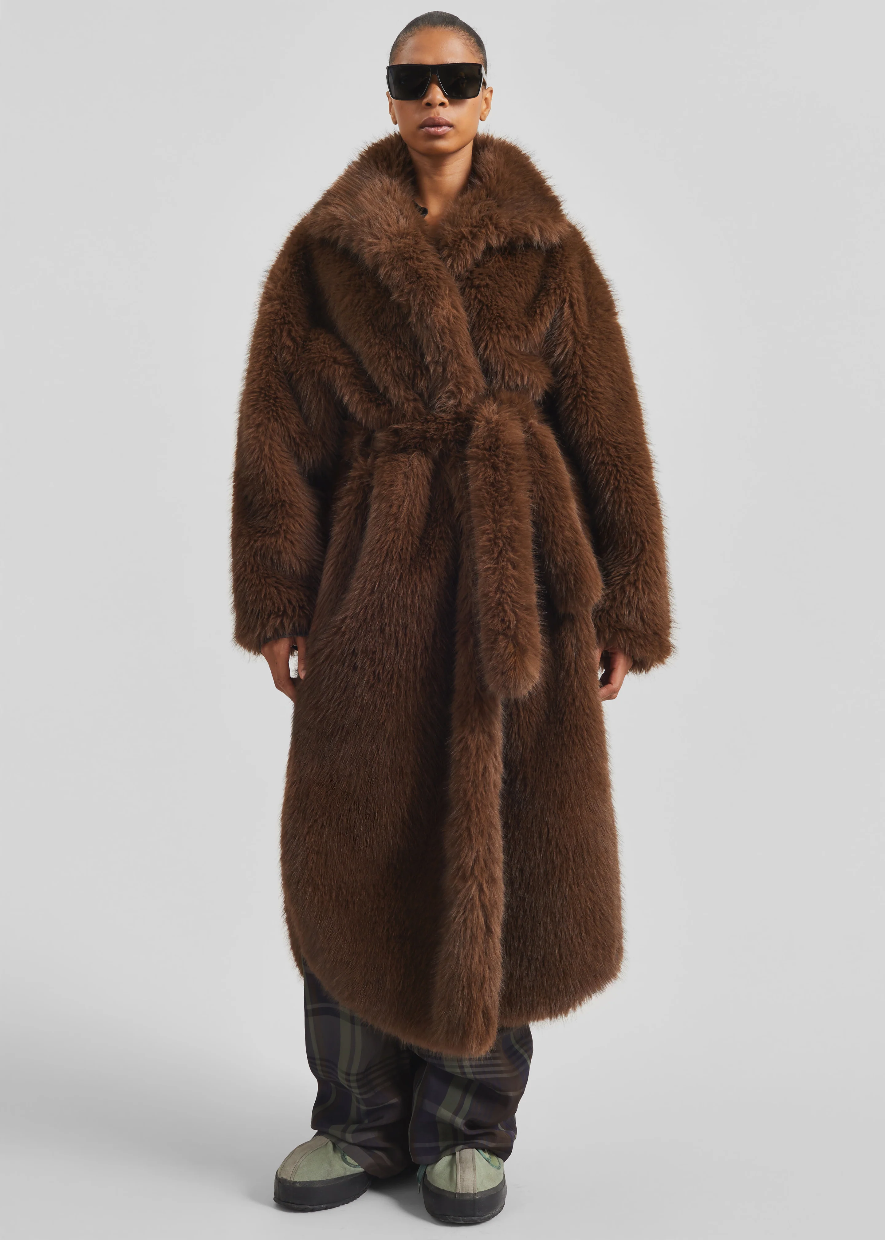 Ravello Faux Fur Robe Coat - Brown - Image 10