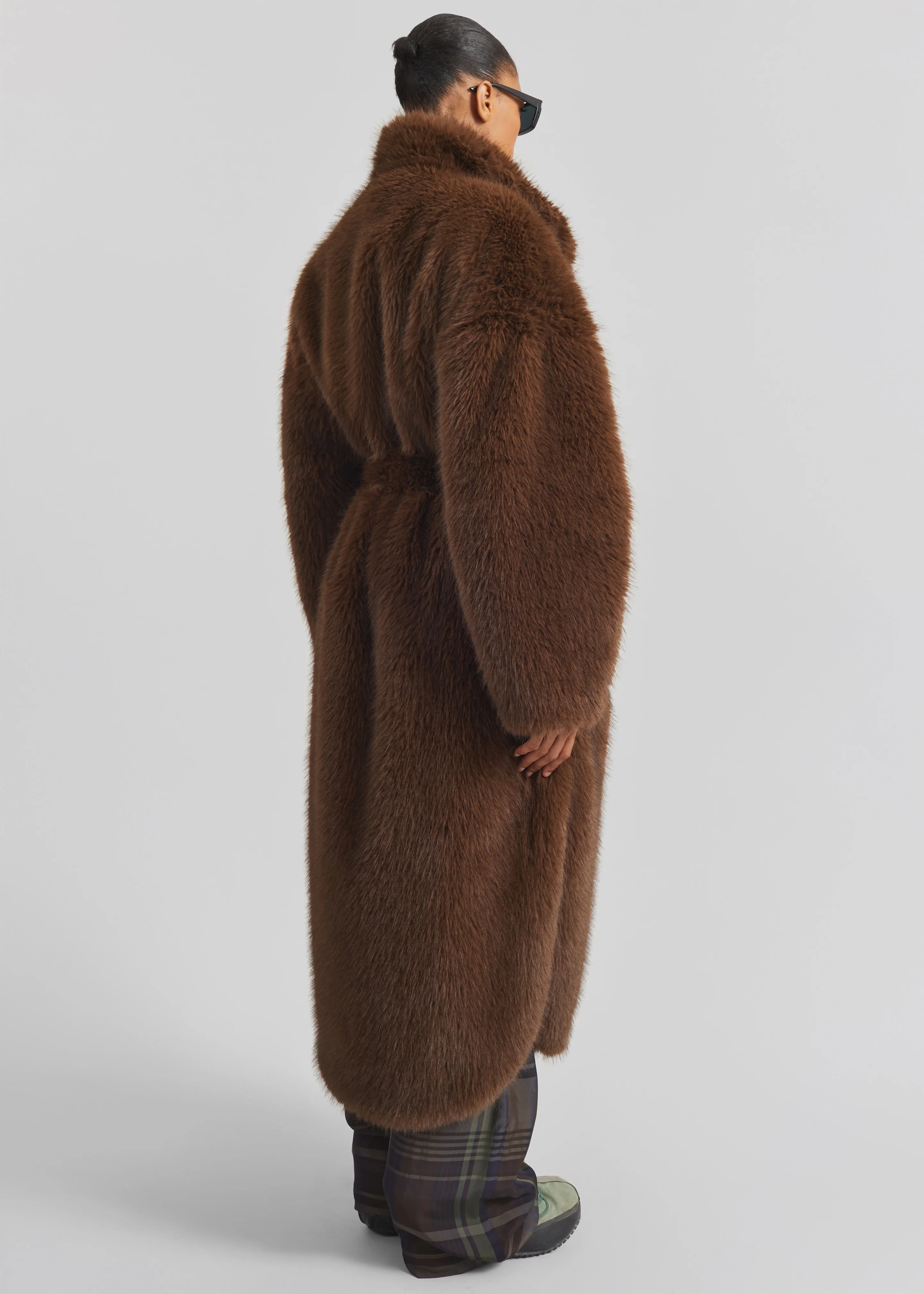 Ravello Faux Fur Robe Coat - Brown - Image 11