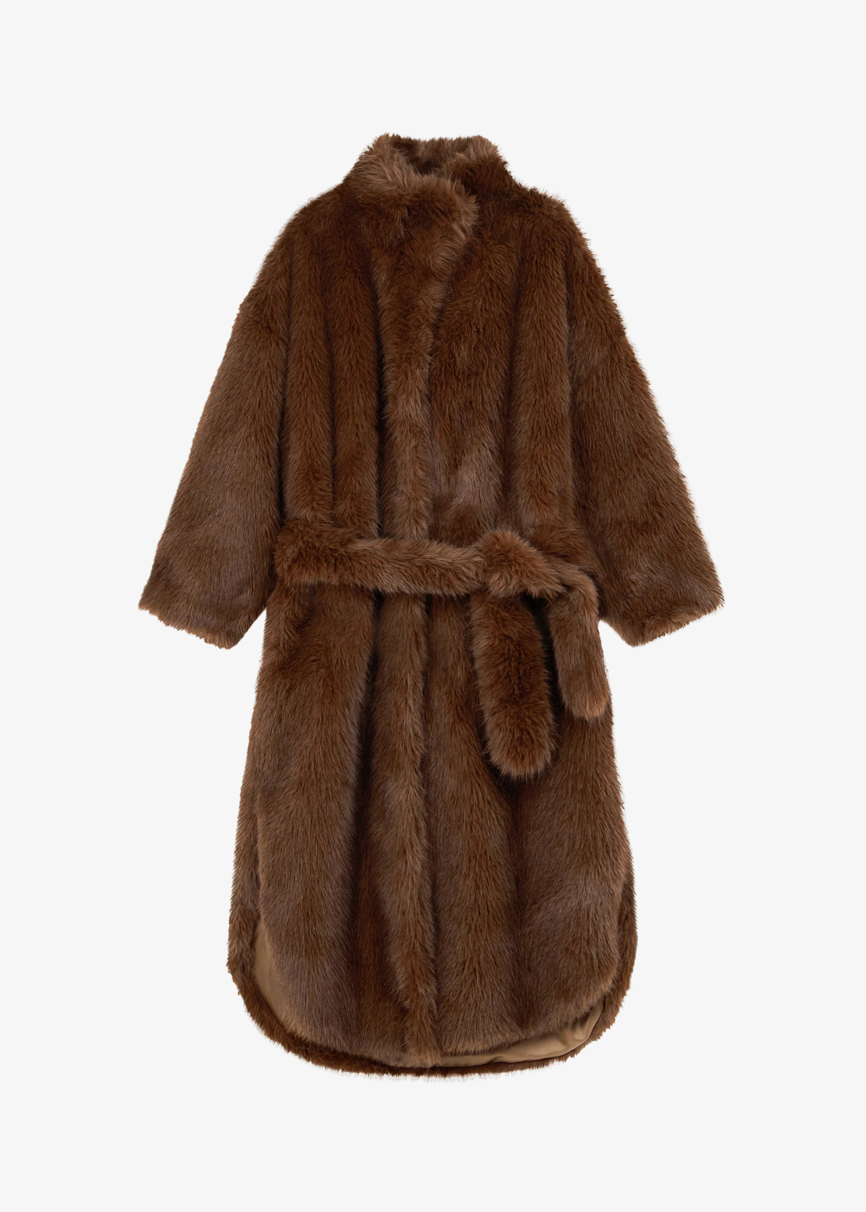 Ravello Faux Fur Robe Coat - Brown - Image 12
