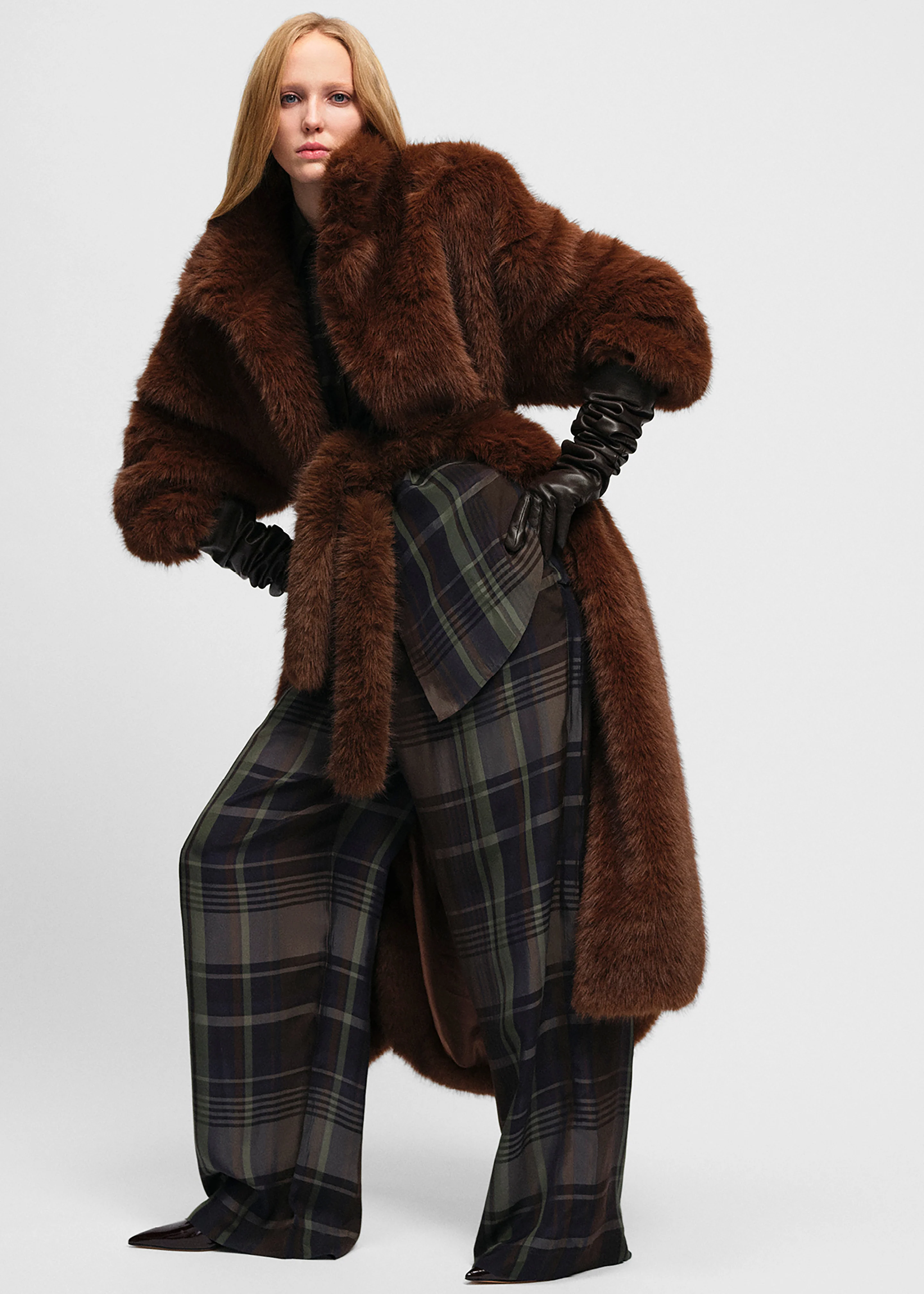 Ravello Faux Fur Robe Coat - Brown - Image 2
