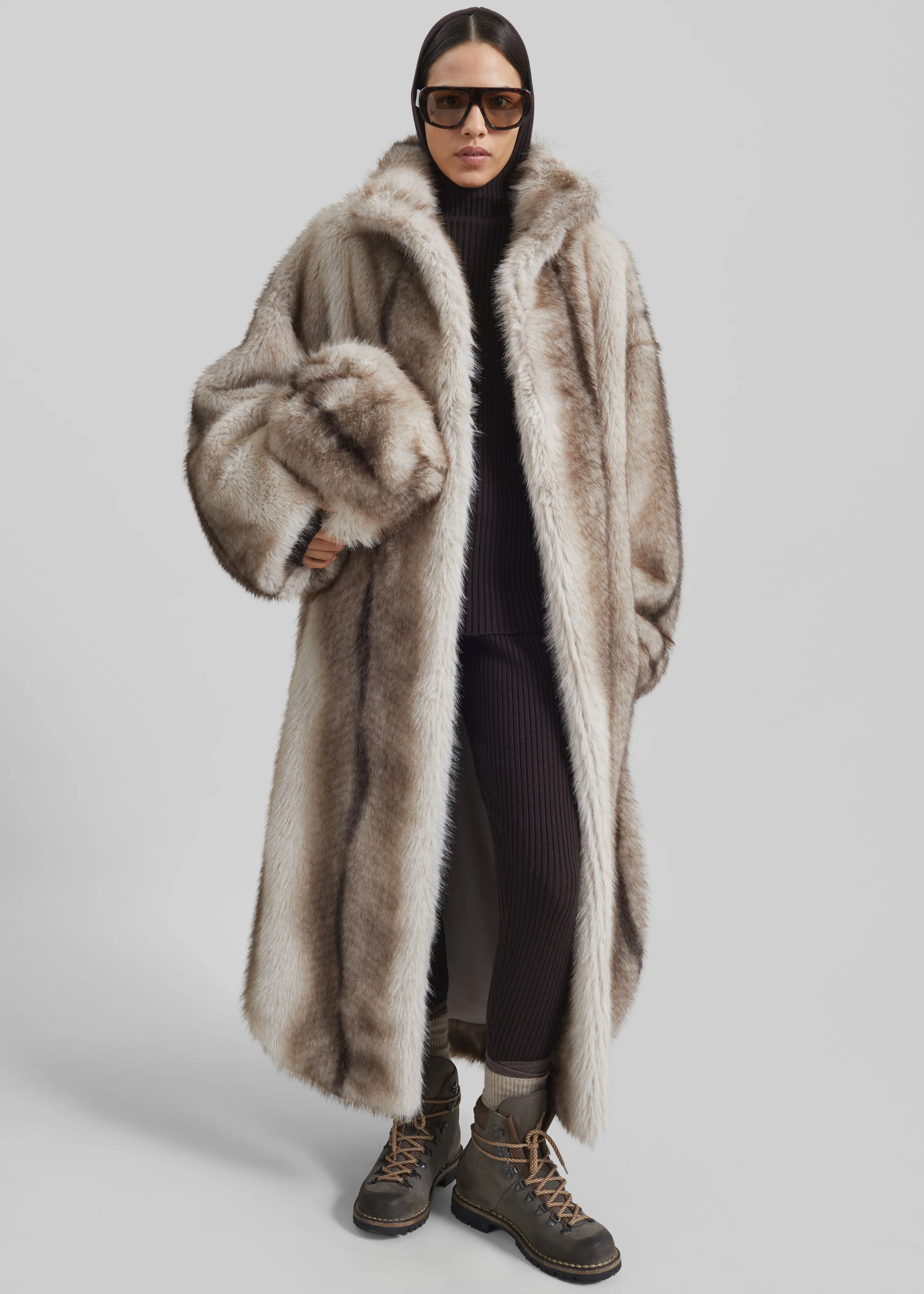 Ravello Faux Fur Robe Coat - Grey - Image 10