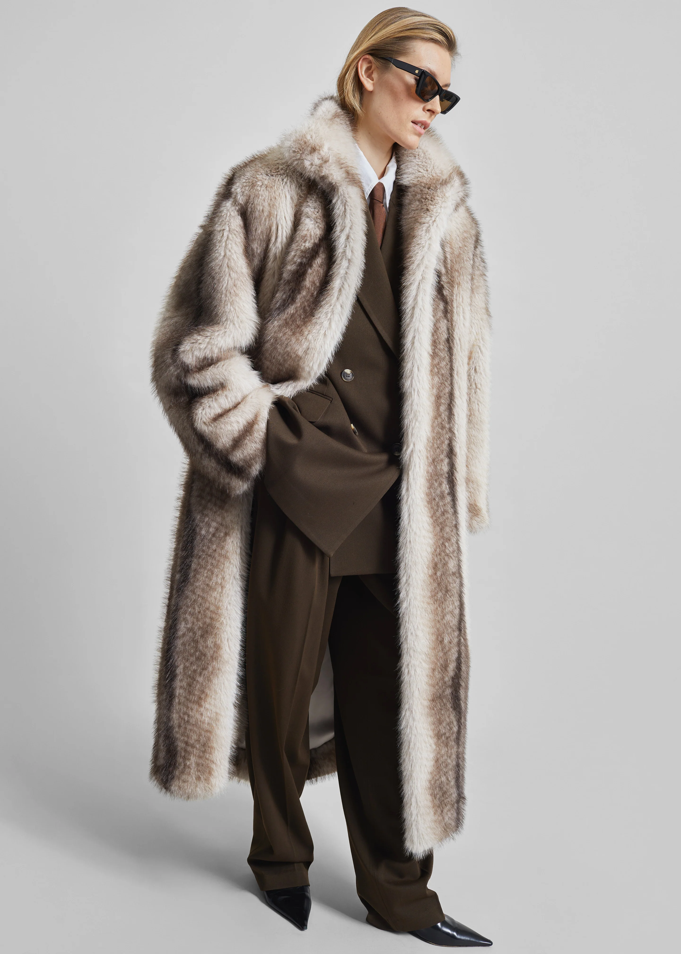 Ravello Faux Fur Robe Coat - Grey - Image 3