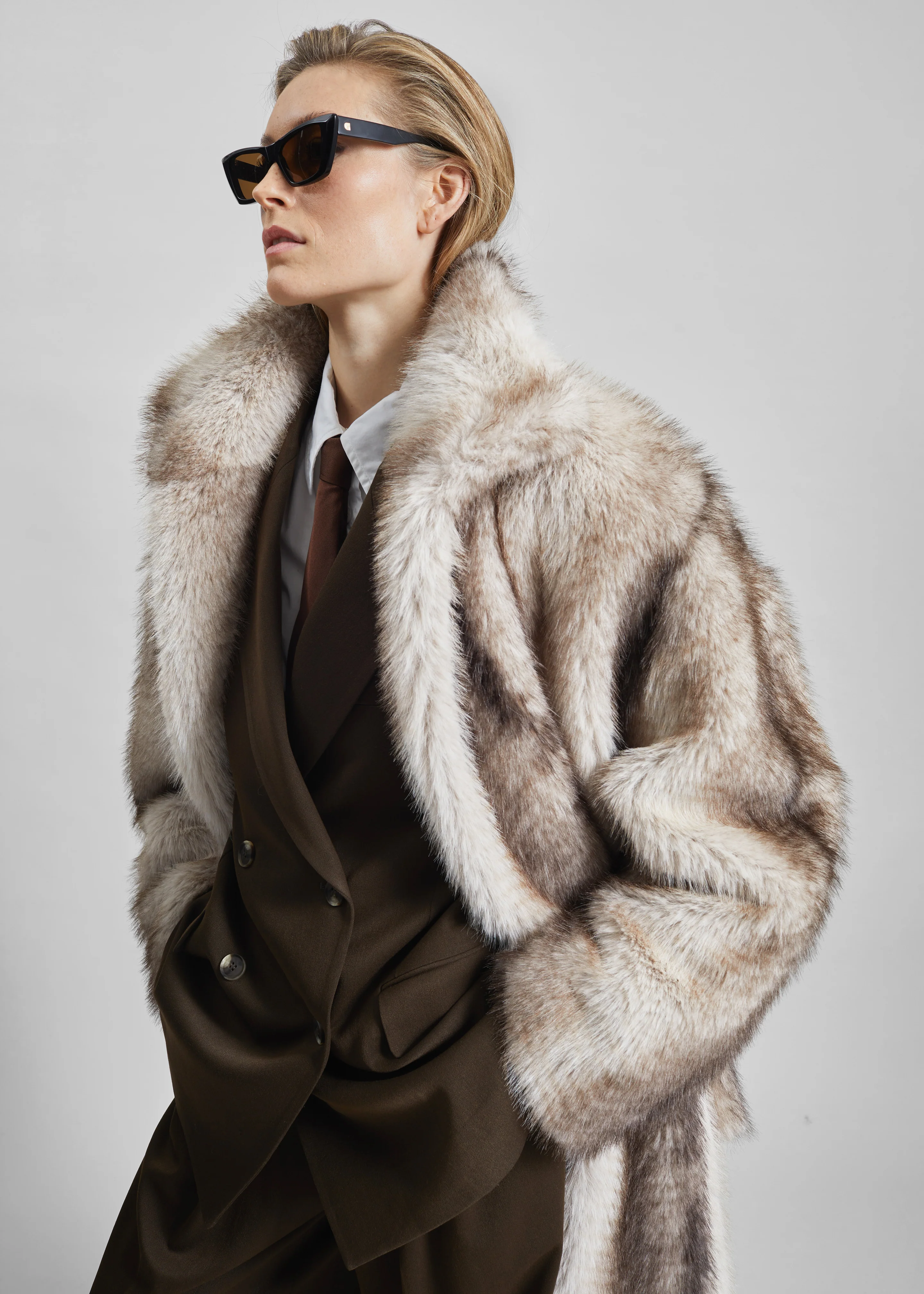 Ravello Faux Fur Robe Coat - Grey - Image 4