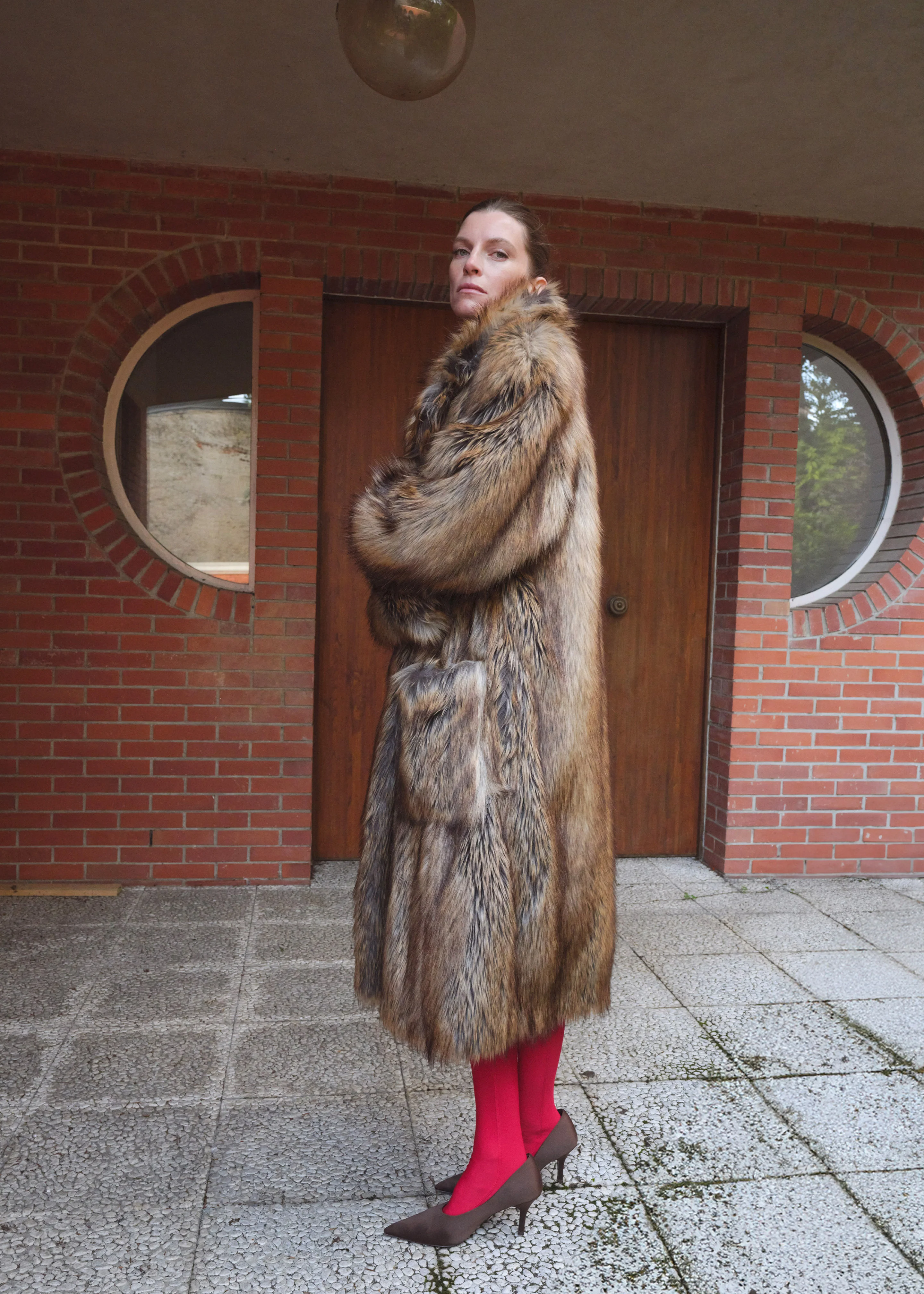 Rella Faux Fur Coat - Camel - Image 4