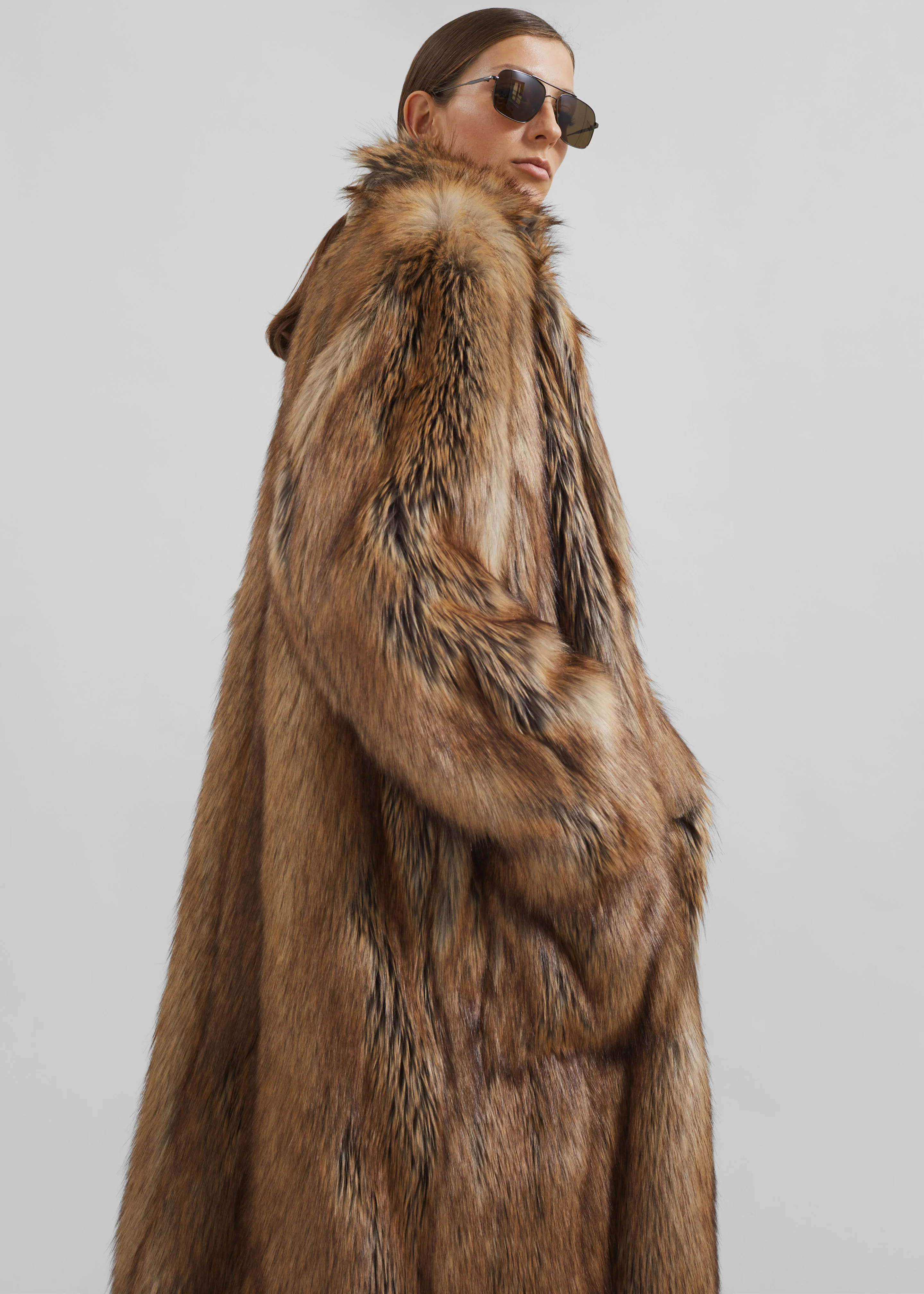 Rella Faux Fur Coat - Camel - Image 7