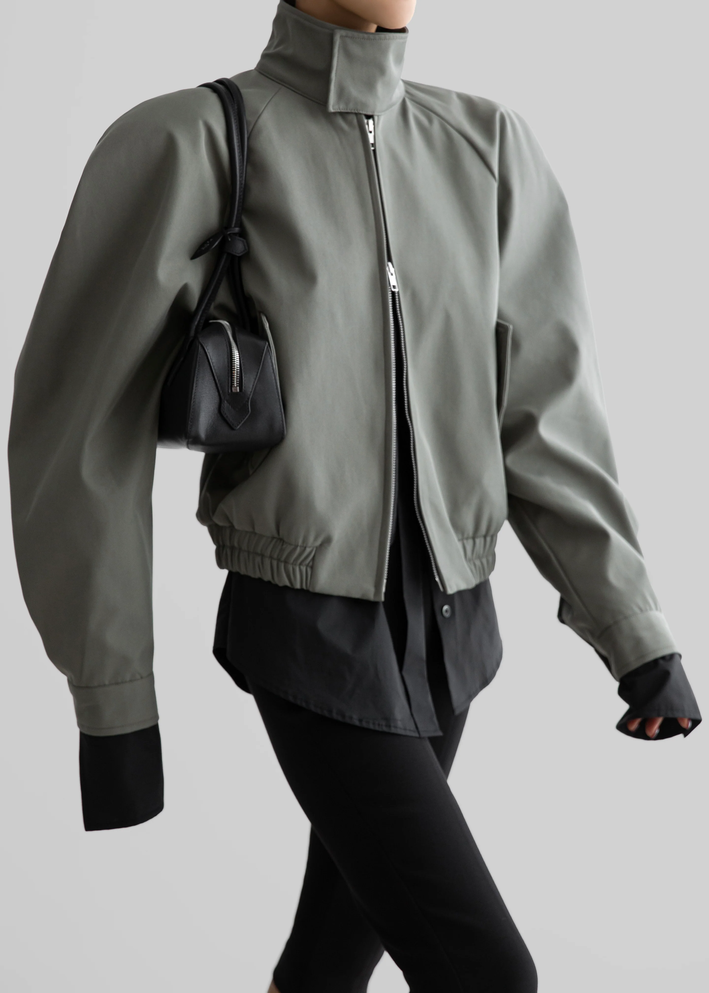 Rennes Curved Blouson Jacket - Sage - Image 2