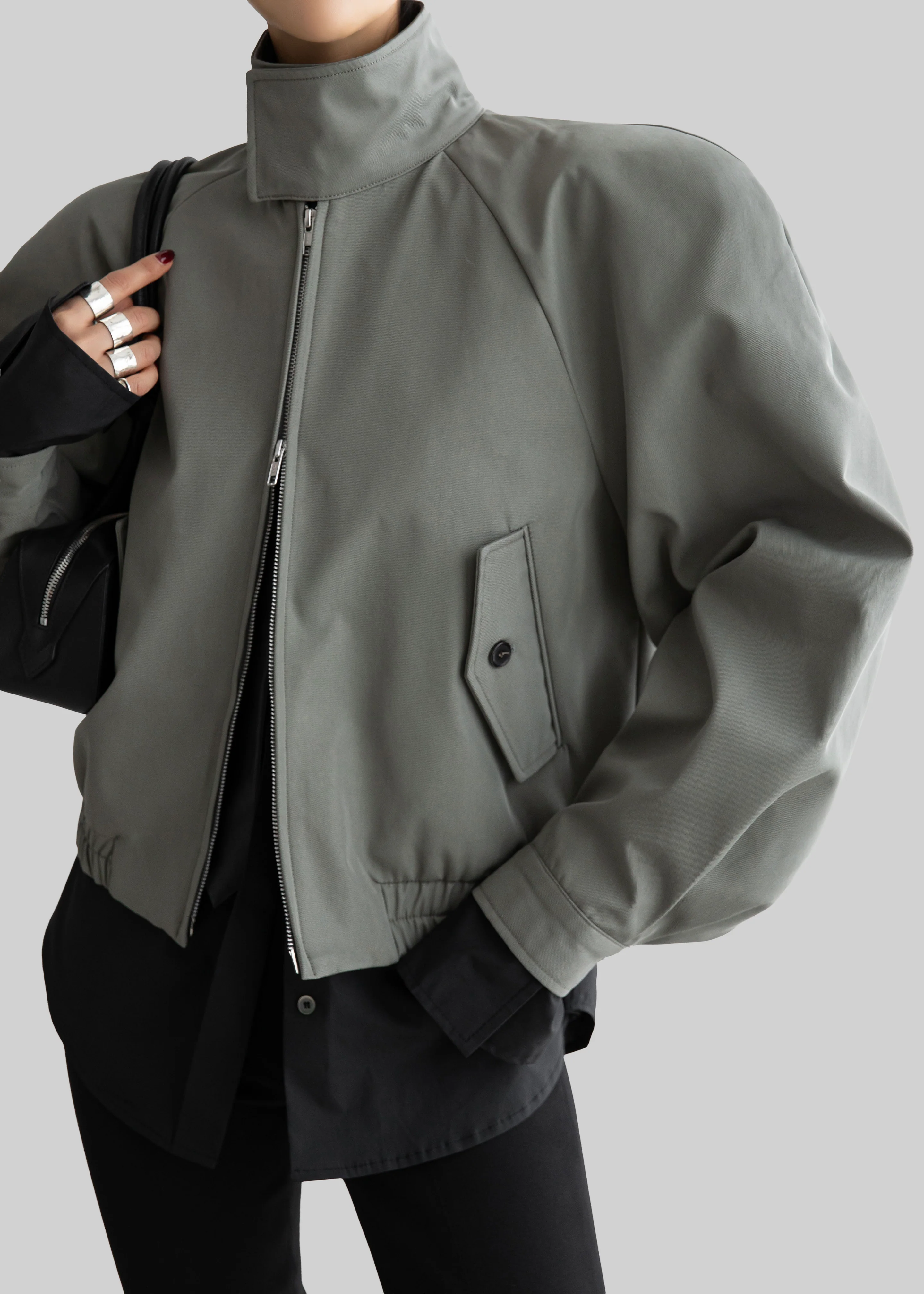 Rennes Curved Blouson Jacket - Sage - Image 6