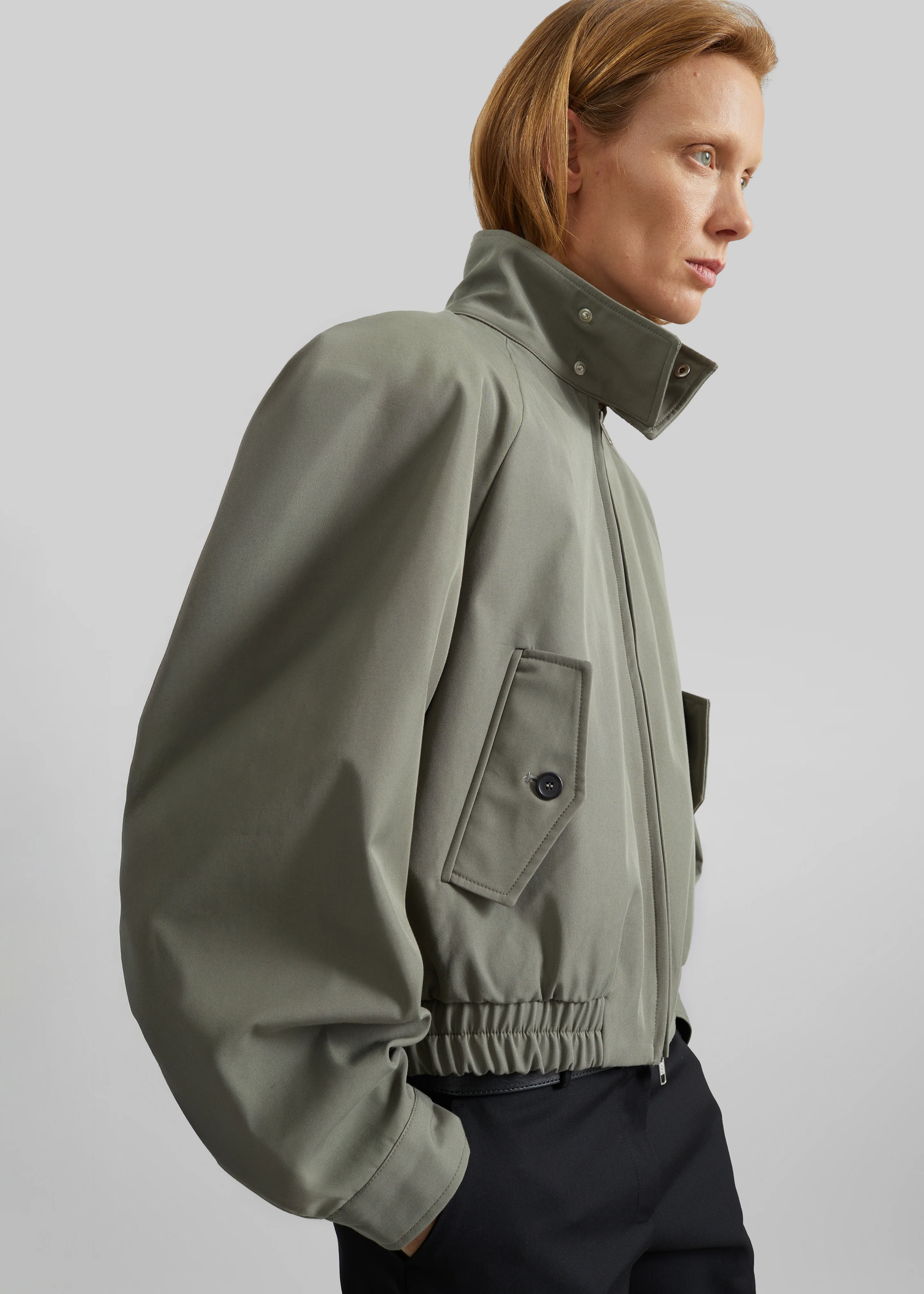 Rennes Curved Blouson Jacket - Sage - Image 7