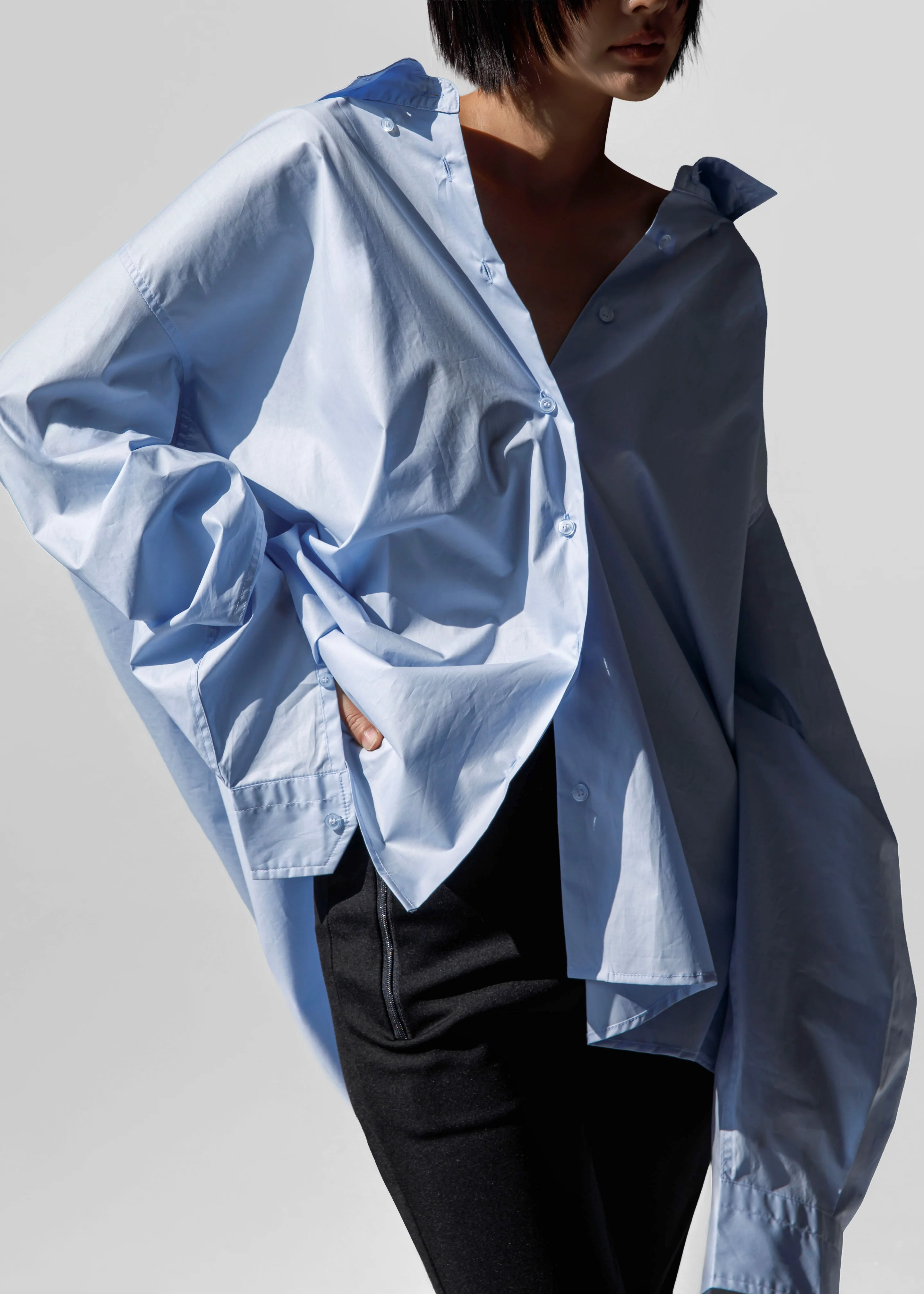 Revel Poplin Oversized Shirt - Sky Blue - Image 6