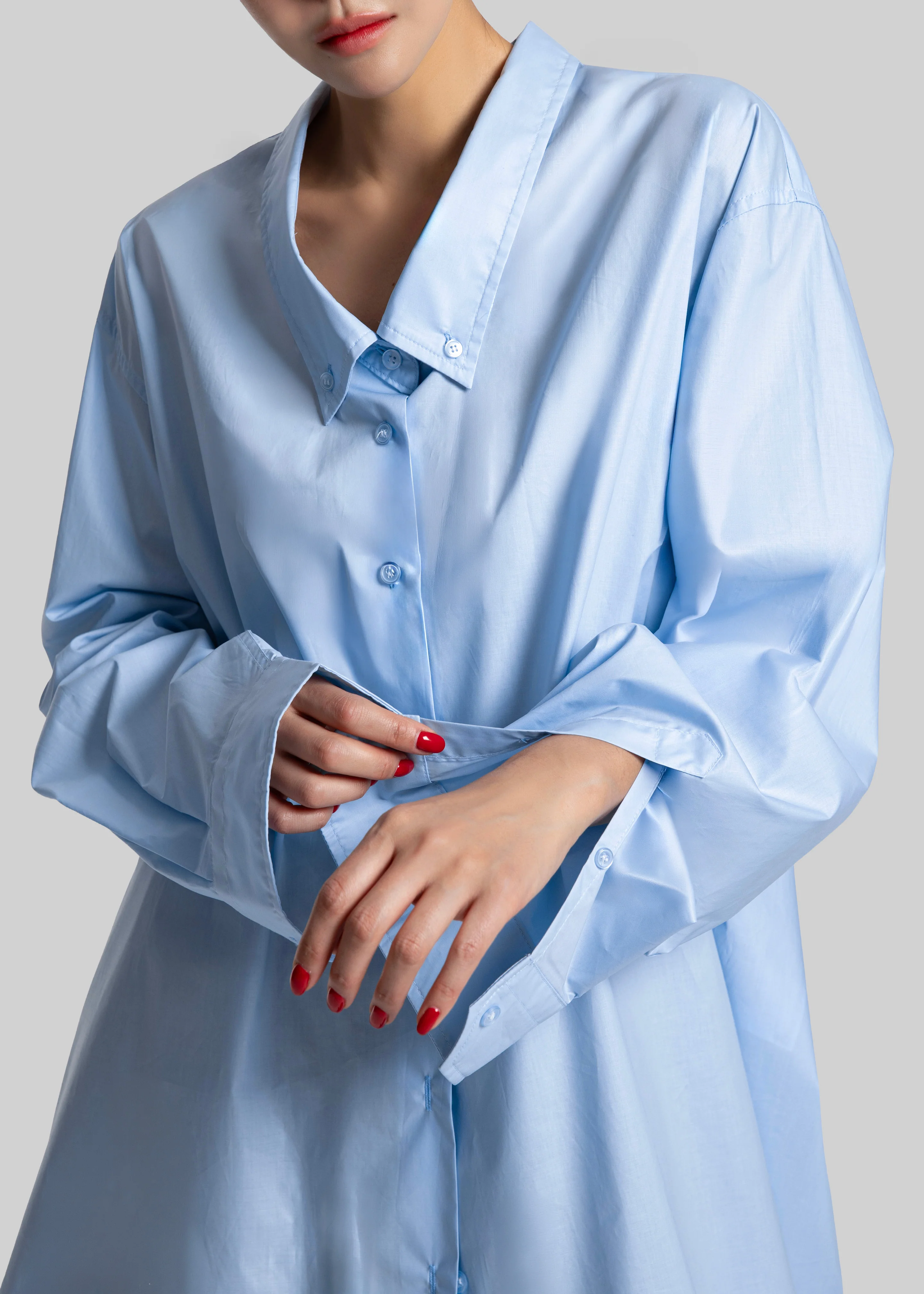 Revel Poplin Oversized Shirt - Sky Blue - Image 7