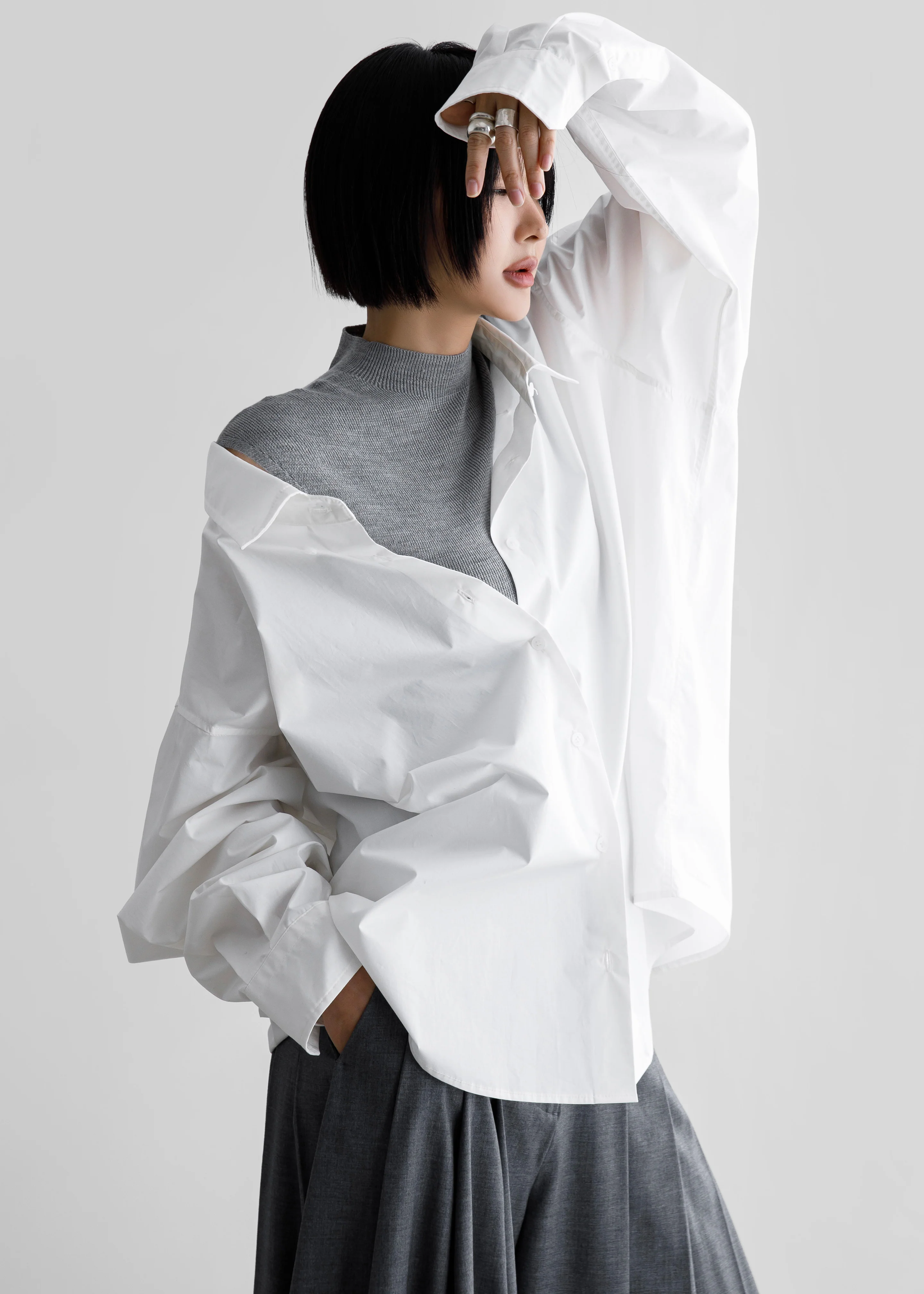 Revel Poplin Oversized Shirt - White - Image 3