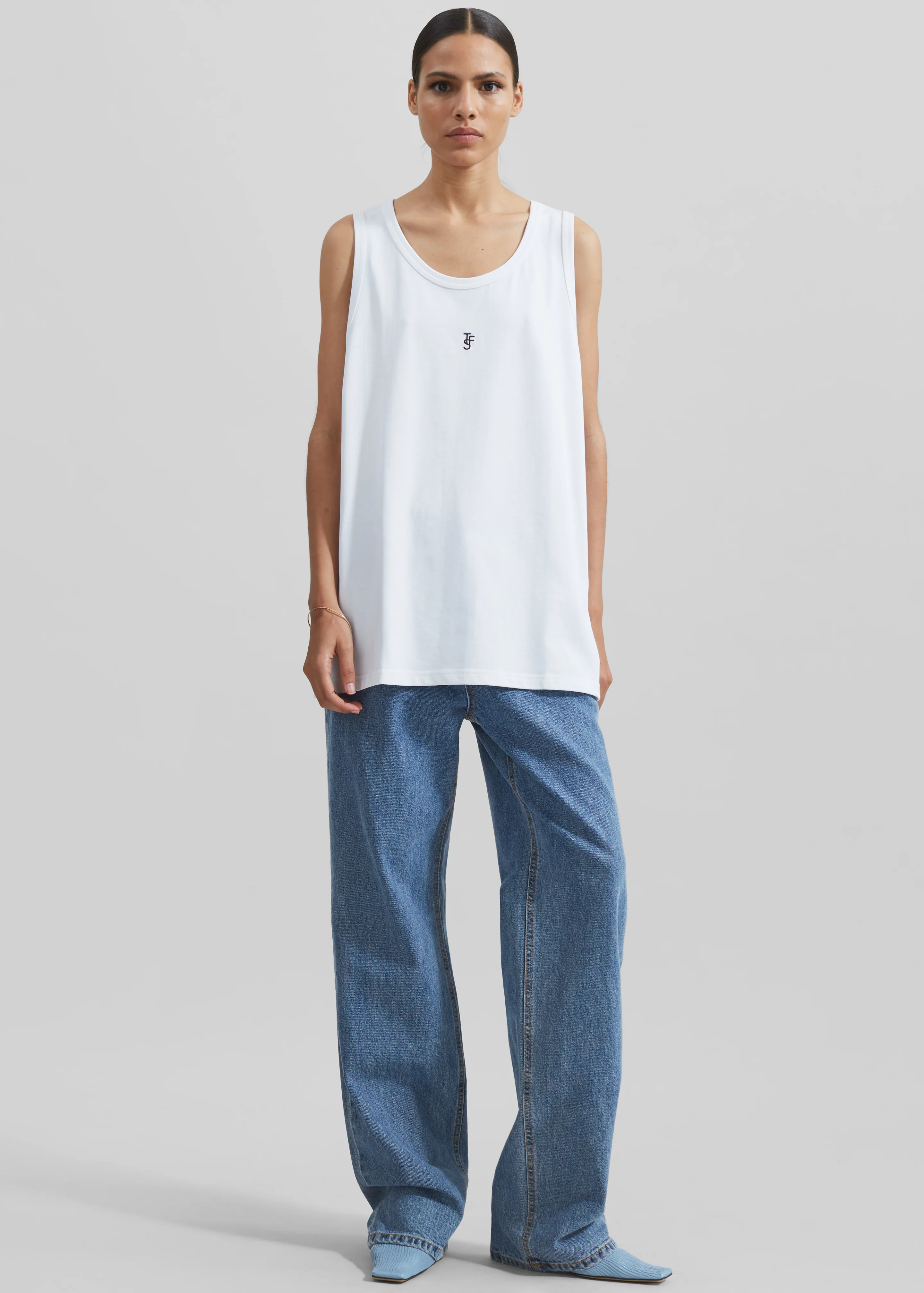 Rexy Embroidered Tank Top - White - Image 2