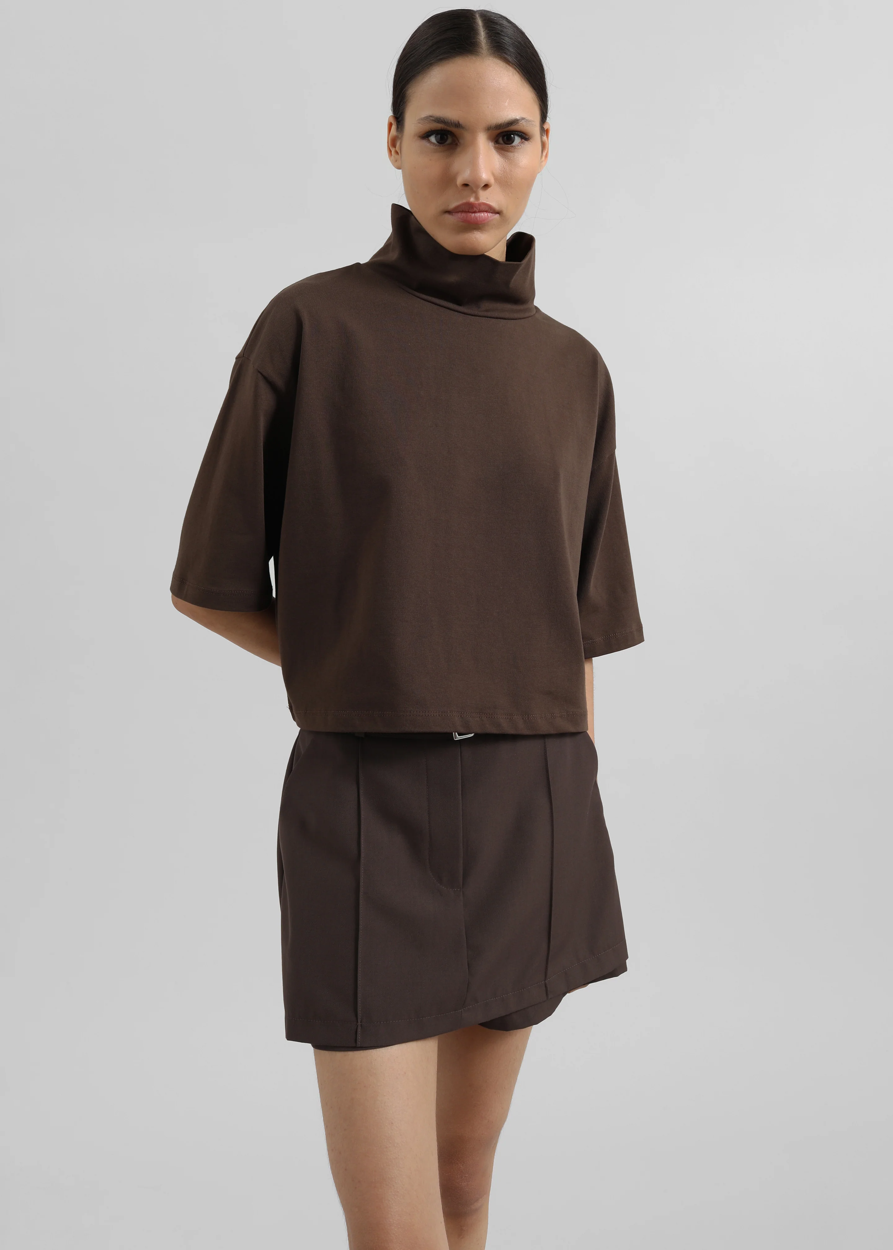 Reza Cropped Tee - Brown - Image 4