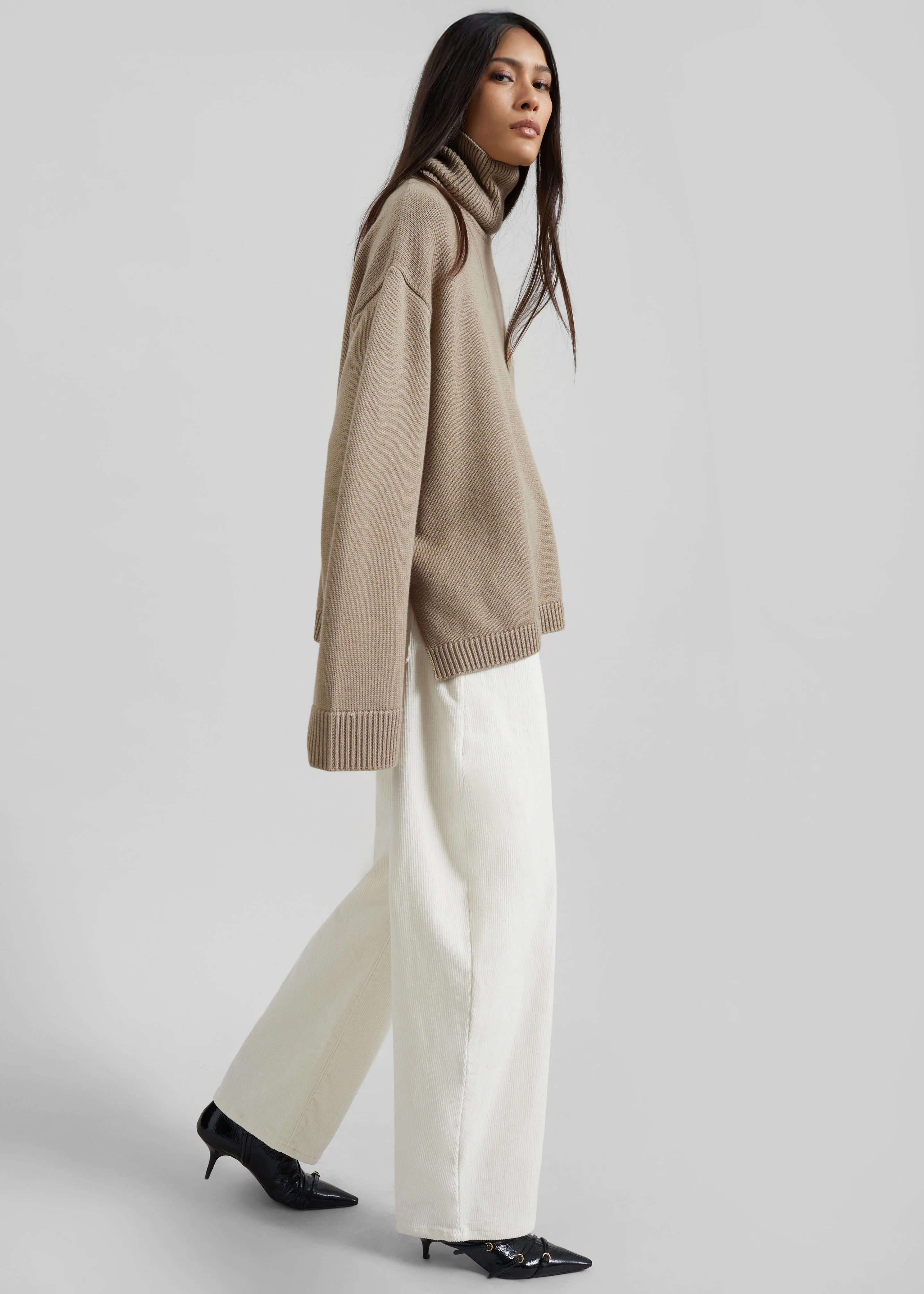 Rhea Trapeze Turtleneck - Beige - Image 2