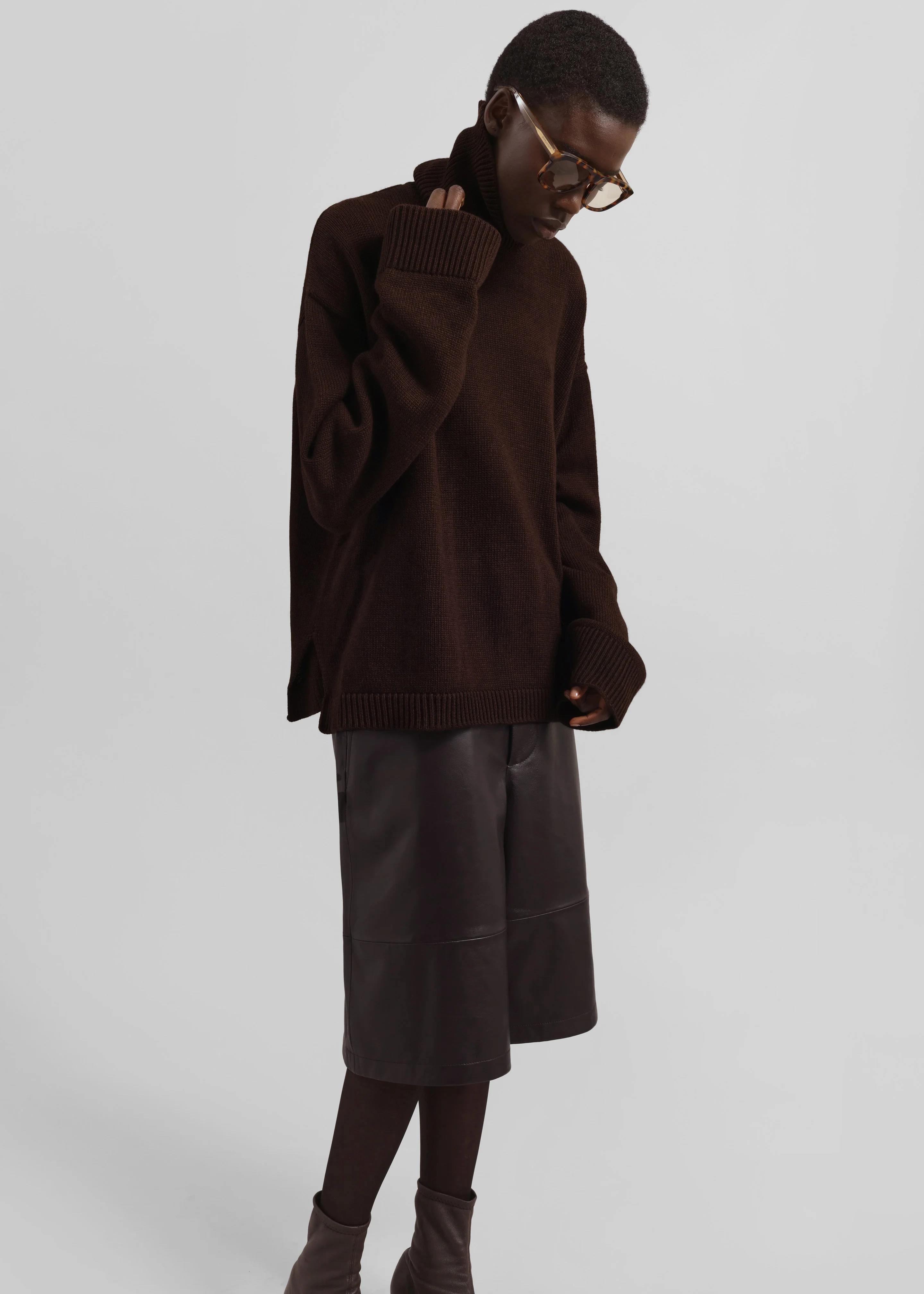 Rhea Trapeze Turtleneck - Dark Brown - Image 3
