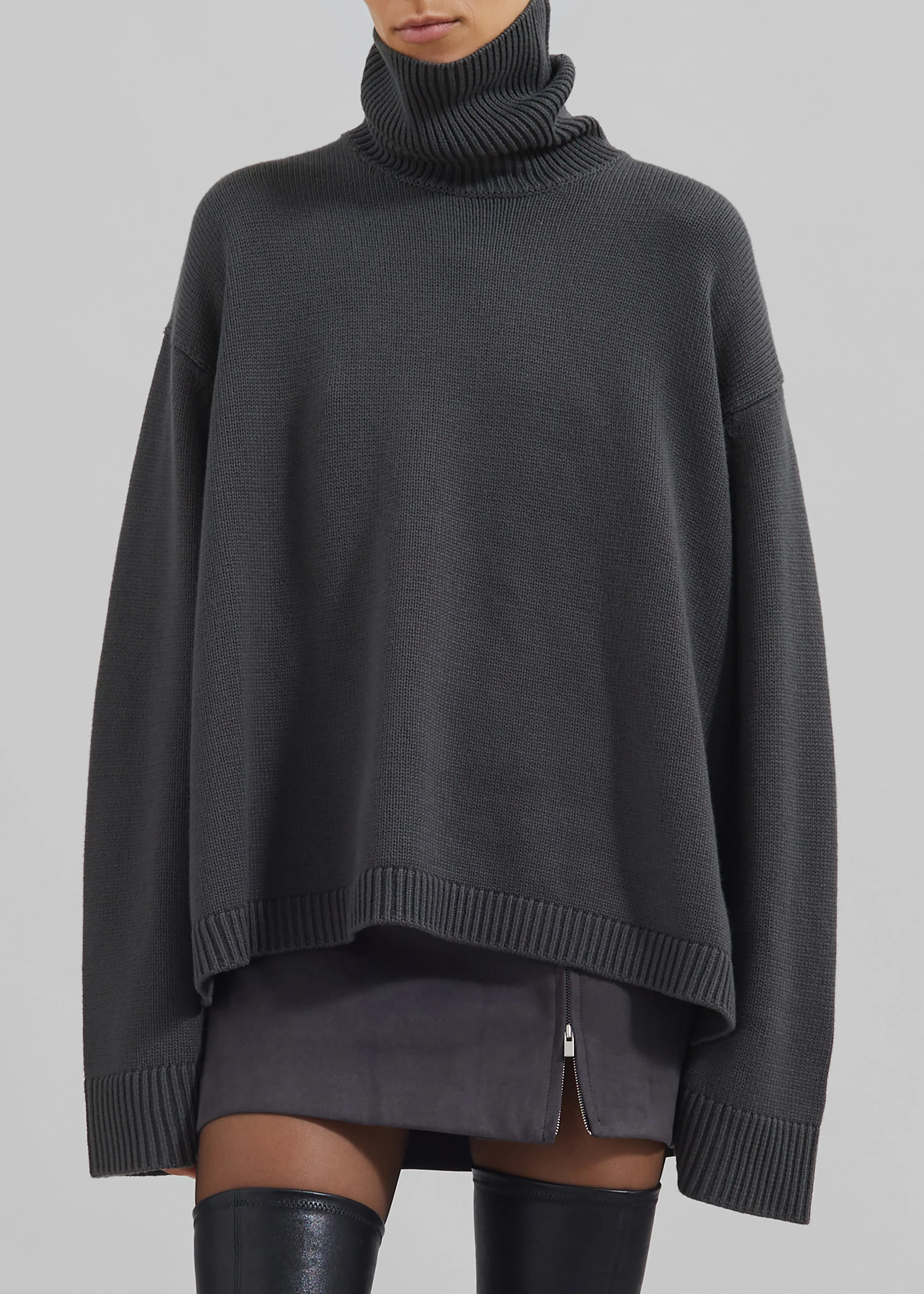 Rhea Trapeze Turtleneck - Light Khaki - Image 4