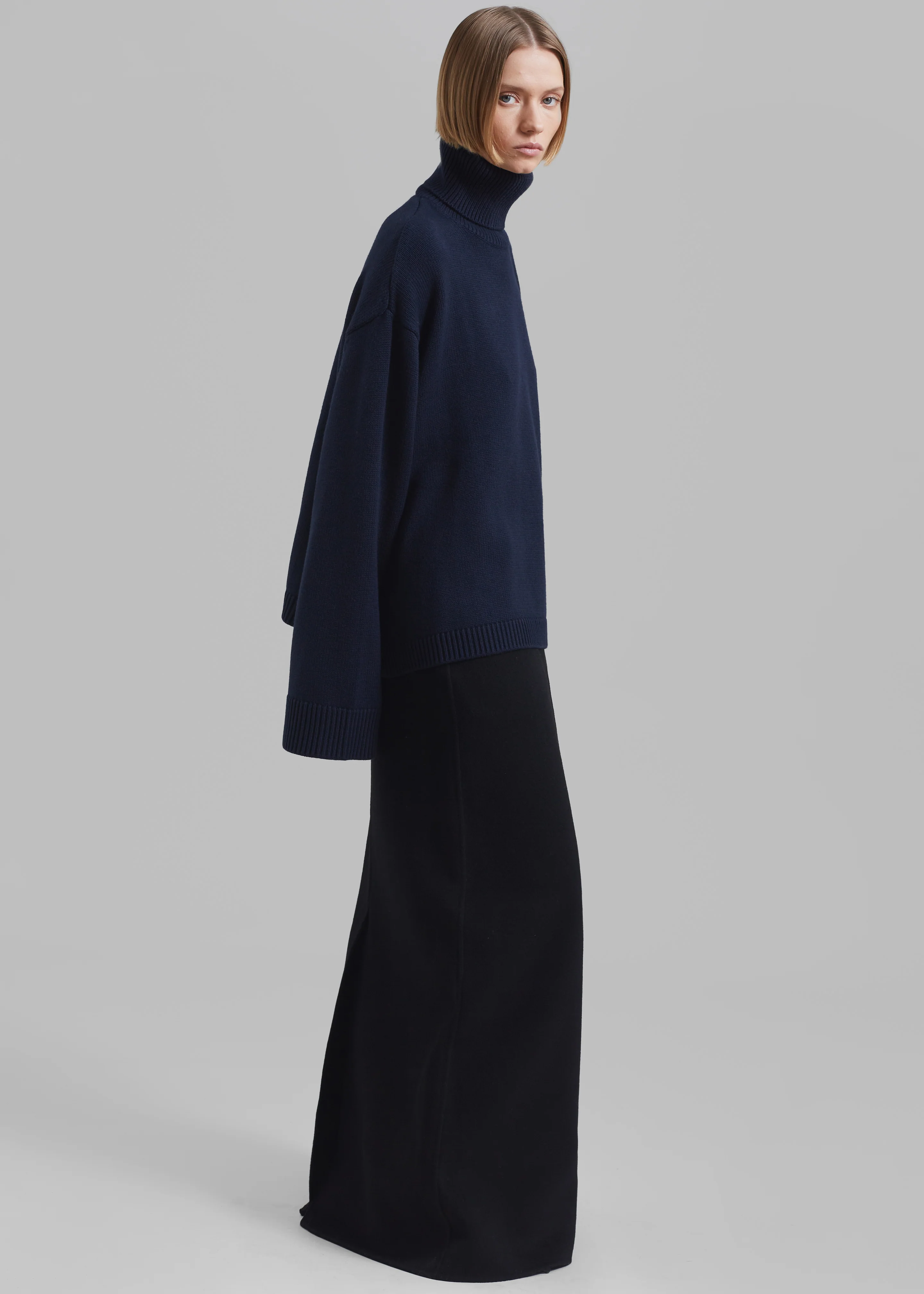 Rhea Trapeze Turtleneck - Navy - Image 5