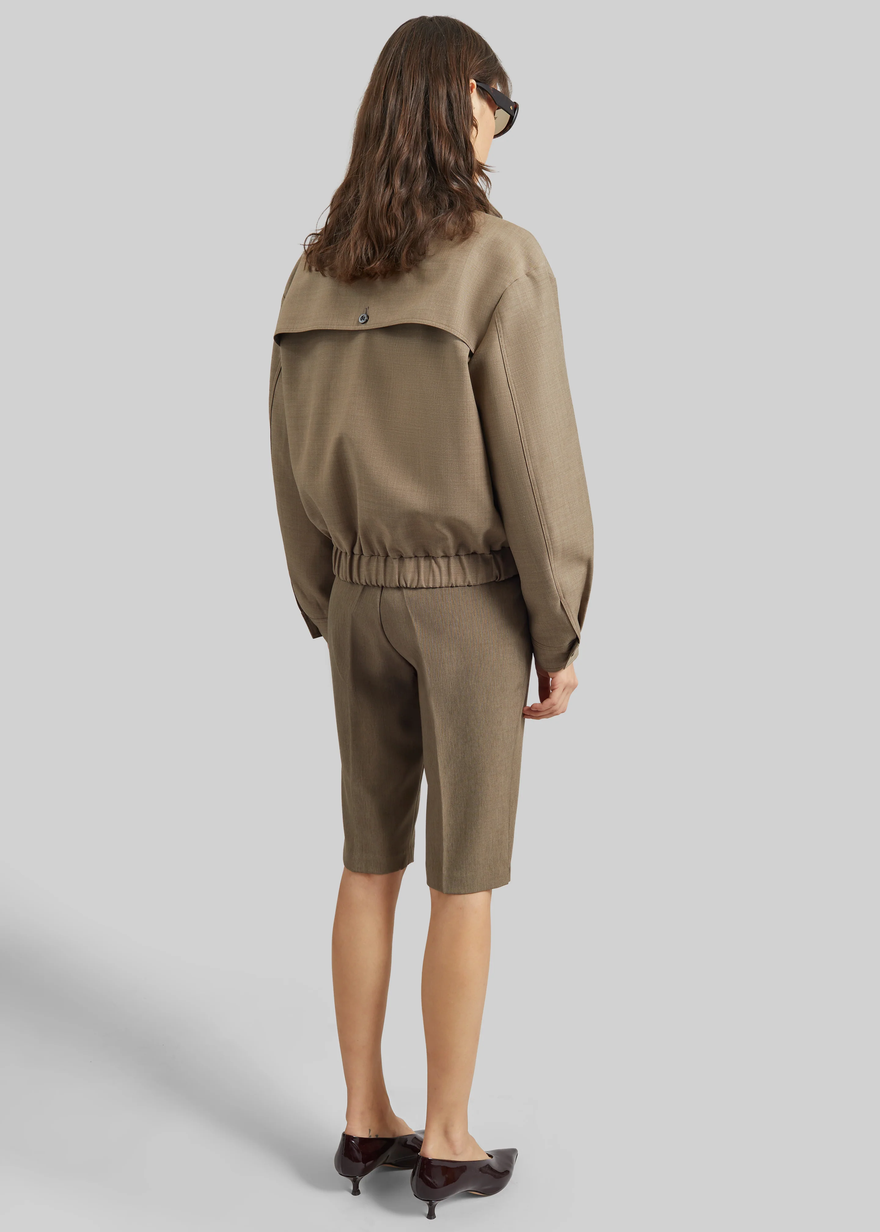 Rillan Double-Breasted Blouson Jacket - Taupe Melange - Image 10