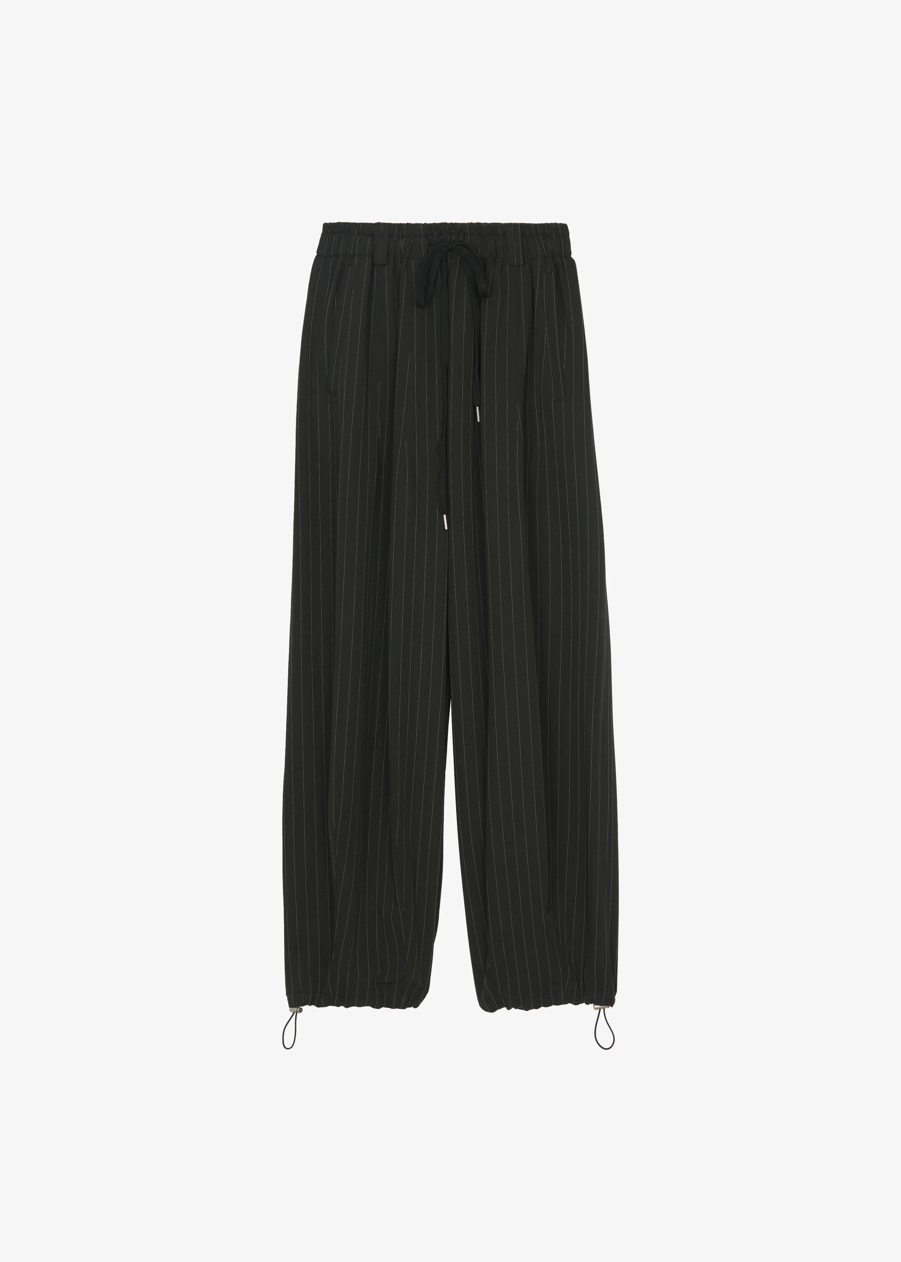 Rilton Drawstring Pants - Black/White Pinstripe - Image 7
