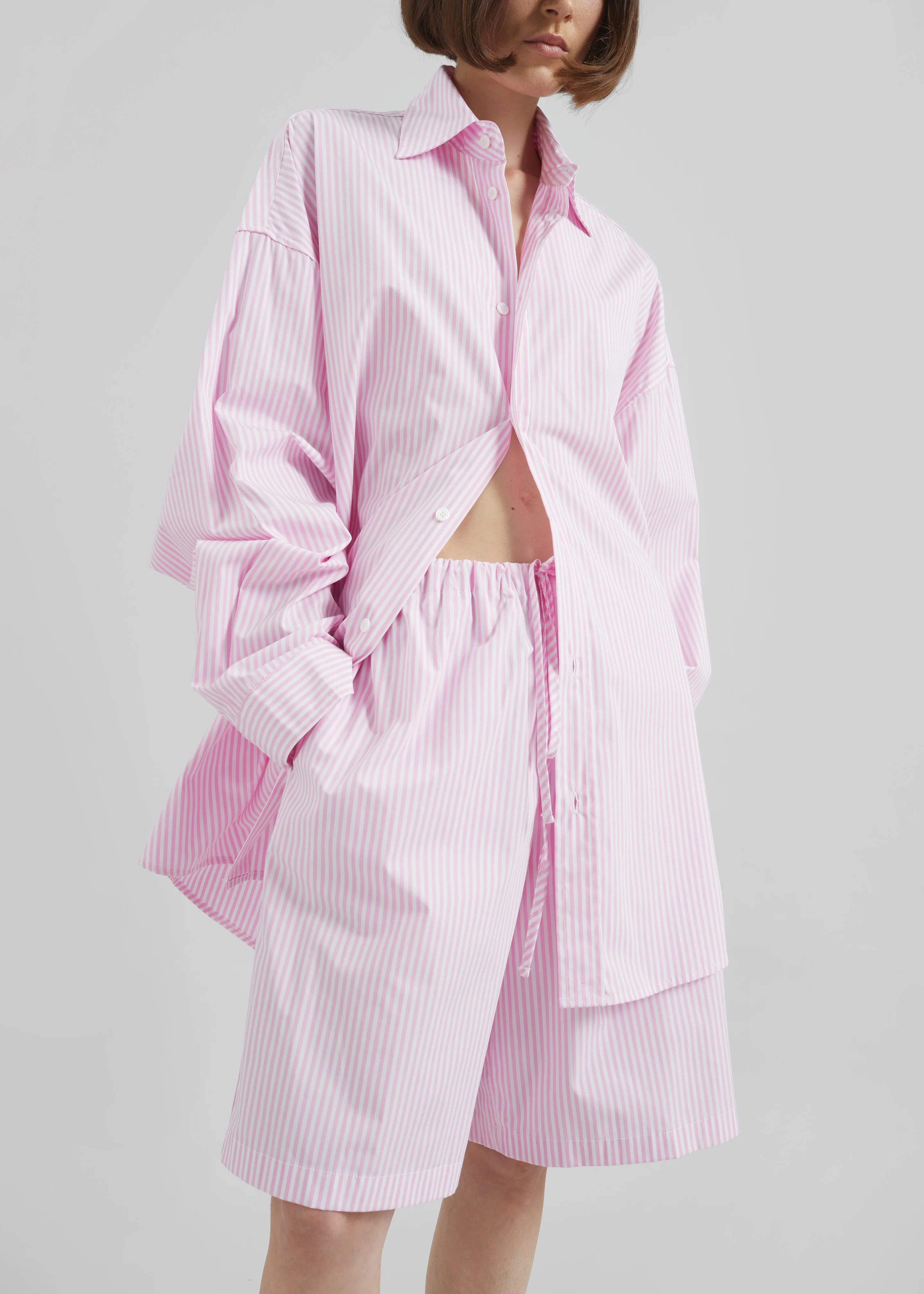 Rimini Bermuda Shorts - Pink/White Stripe - Image 2