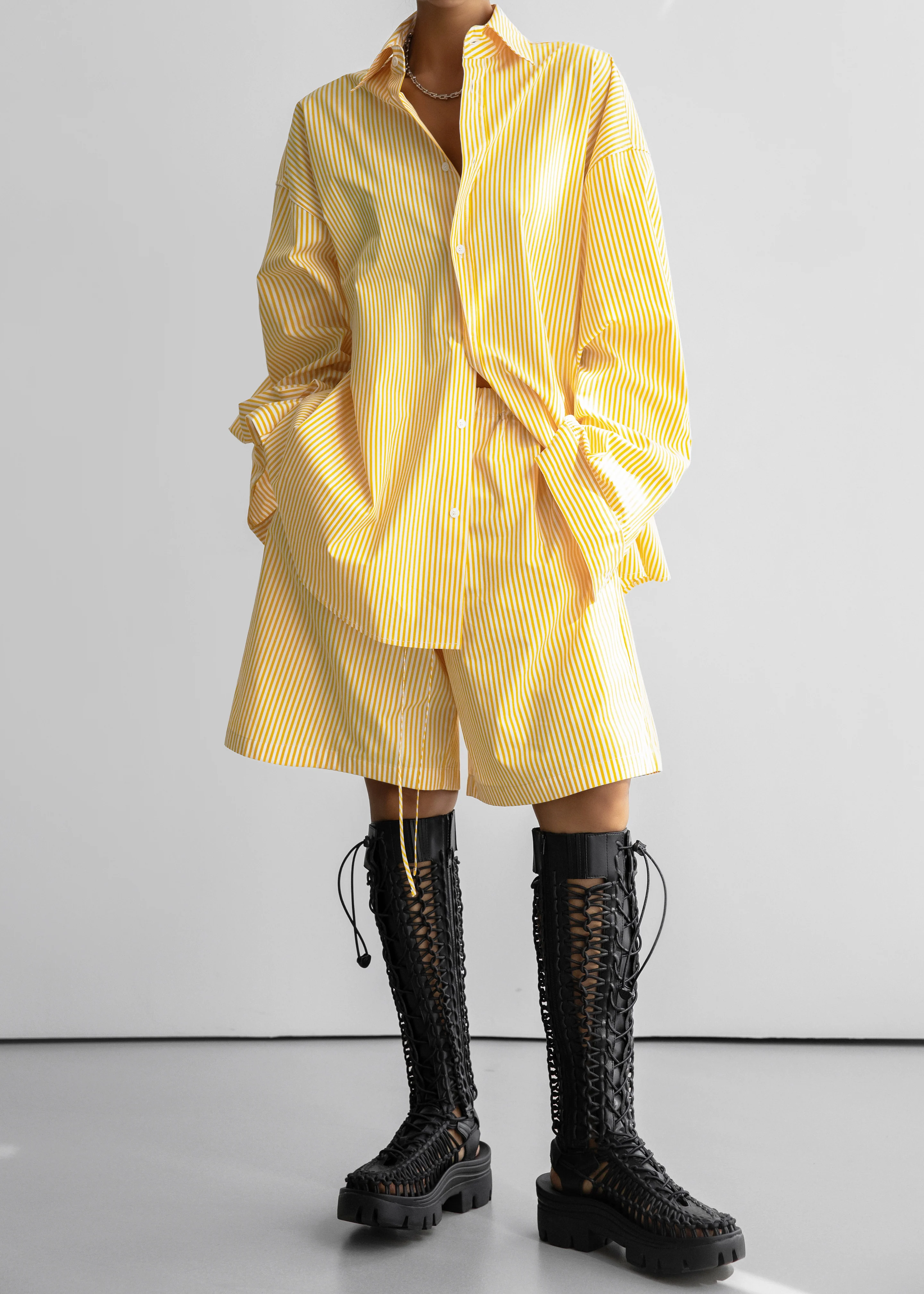 Rimini Bermuda Shorts - Yellow/White Stripe - Image 7