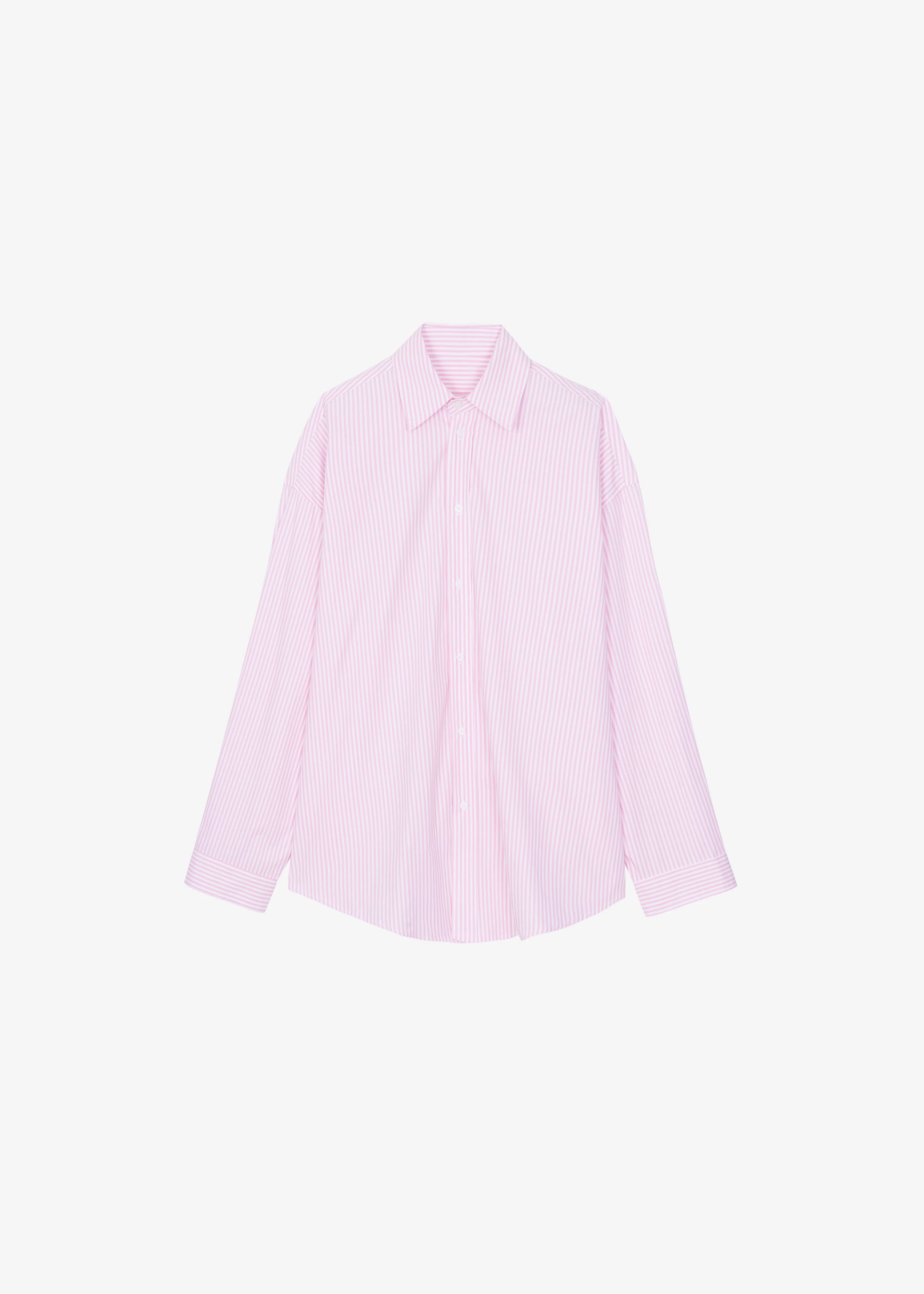 Rimini Oversized Poplin Shirt - Pink/White Stripe - Image 12