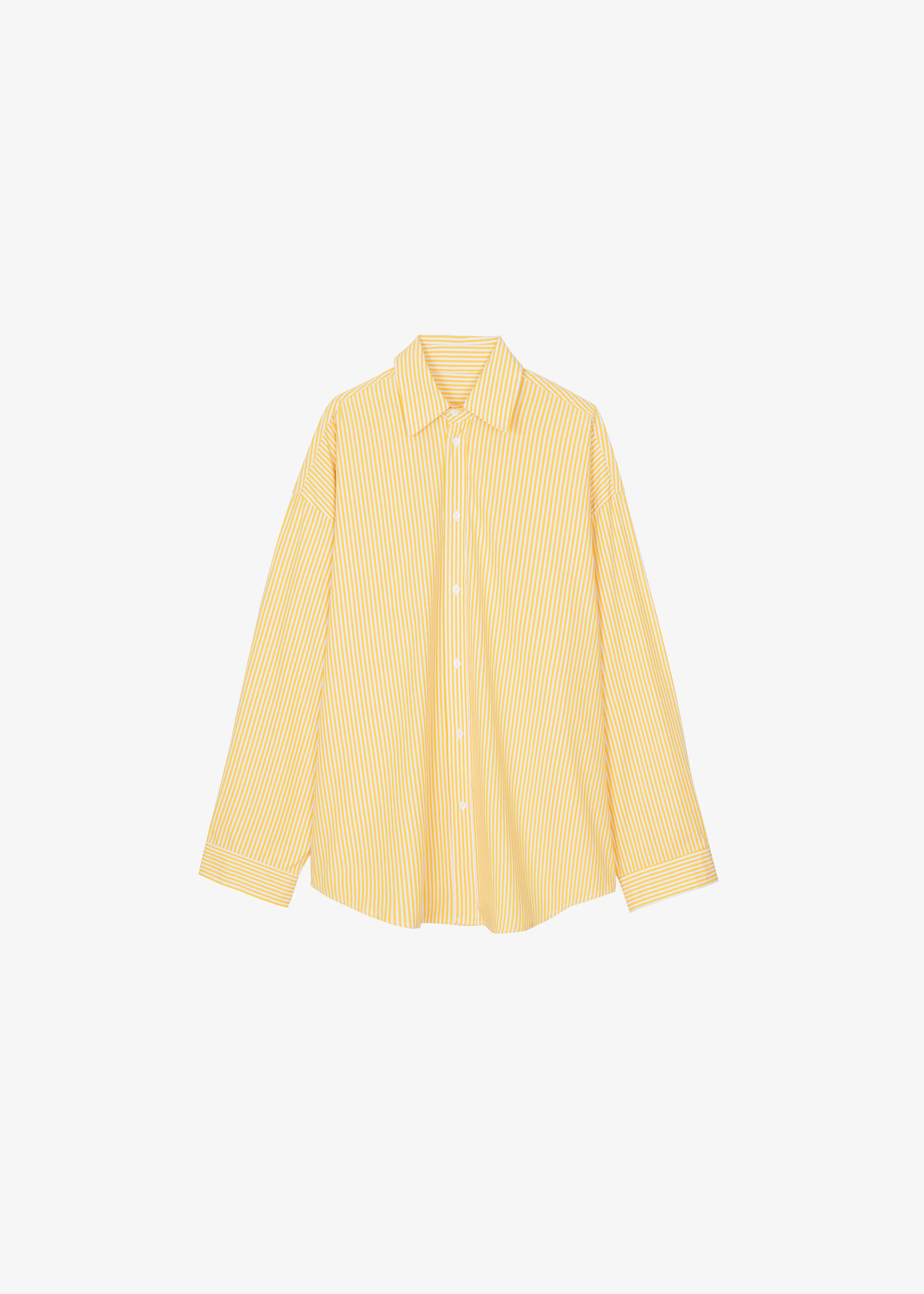 Rimini Oversized Poplin Shirt - Yellow/White Stripe - Image 14