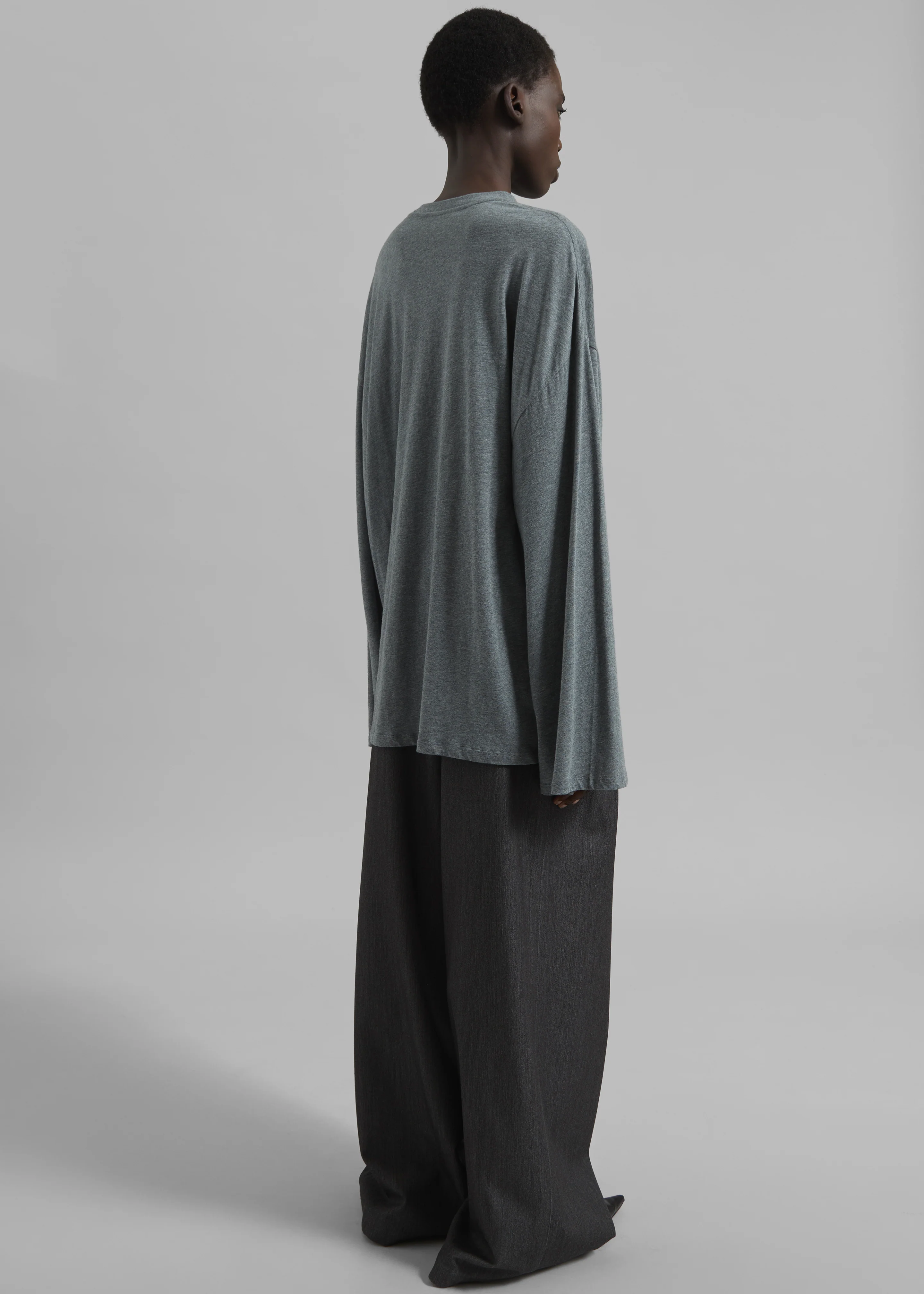 Rio Oversized Sleeve Tee - Dark Grey Melange - Image 7
