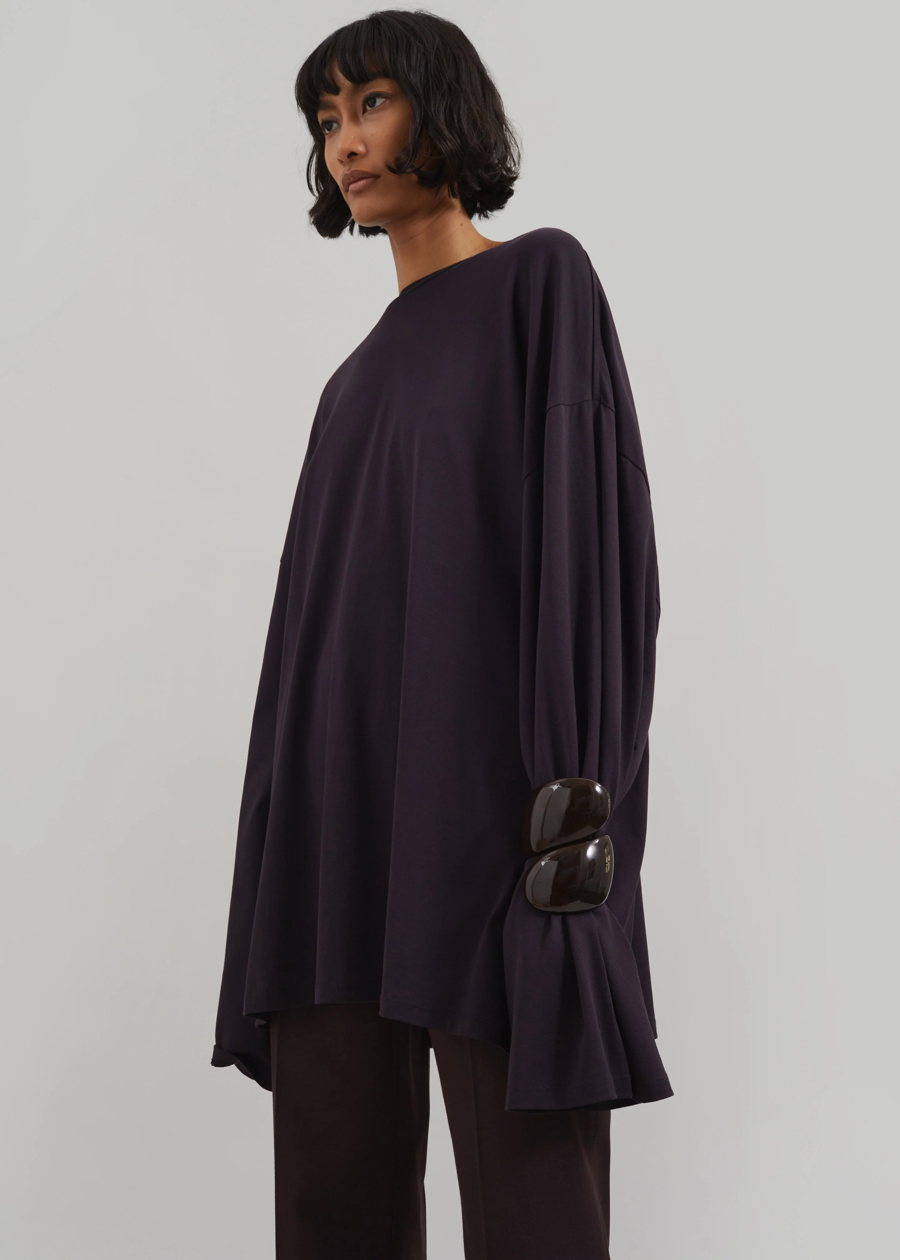 Rio Oversized Sleeve Tee - Dark Plum - Image 2