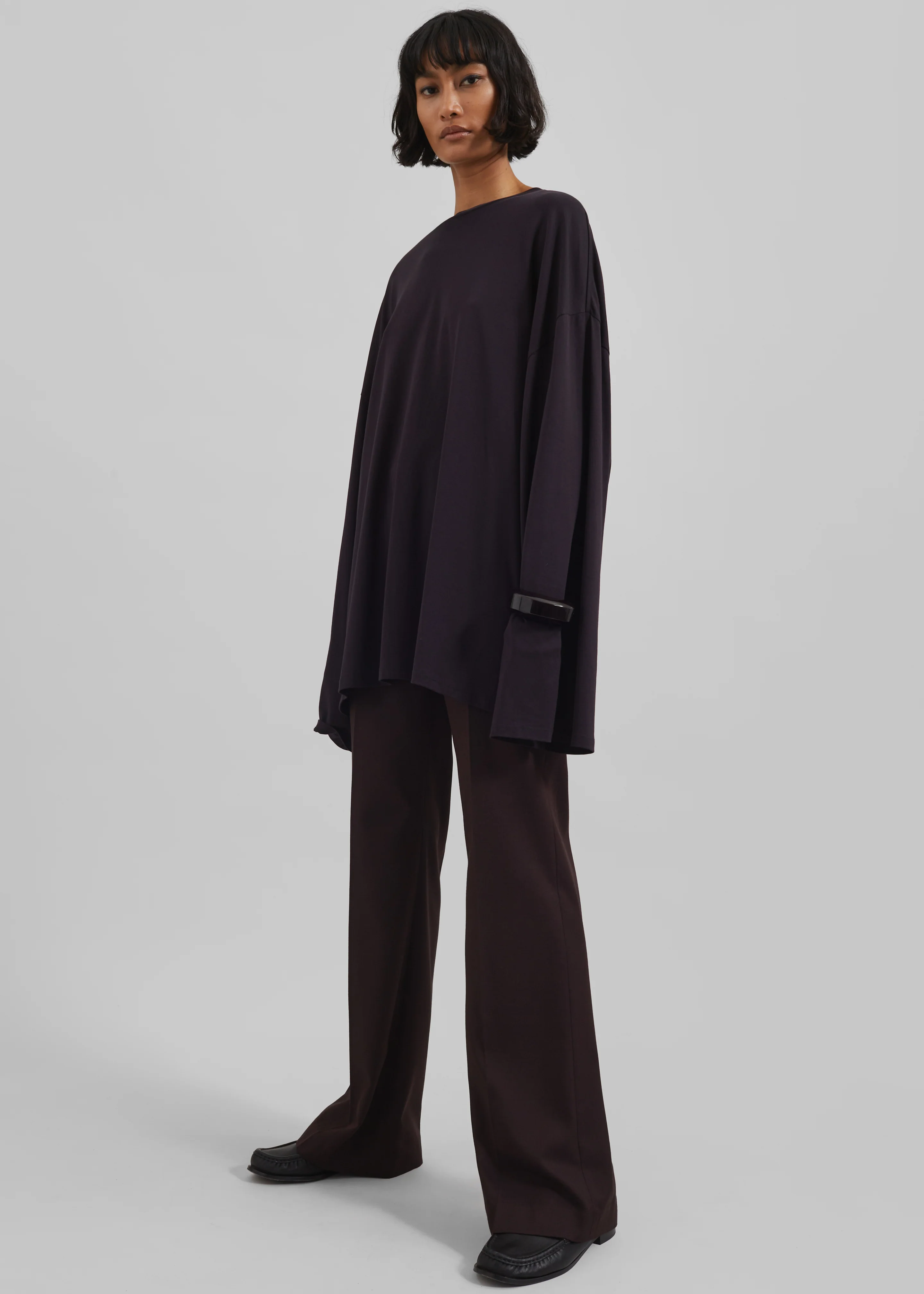 Rio Oversized Sleeve Tee - Dark Plum - Image 4