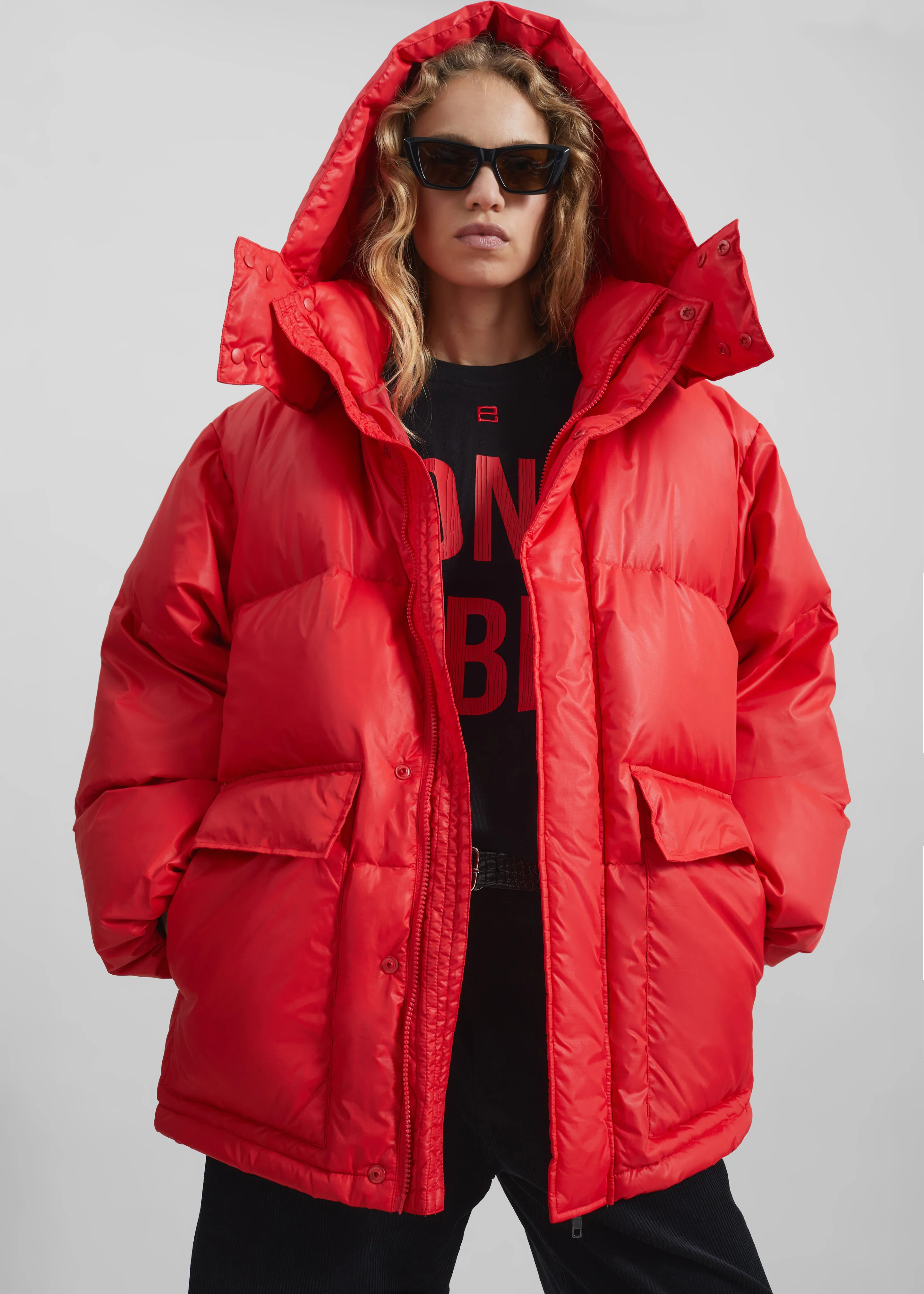 Riom Hooded Puffer Jacket - Red - Image 3
