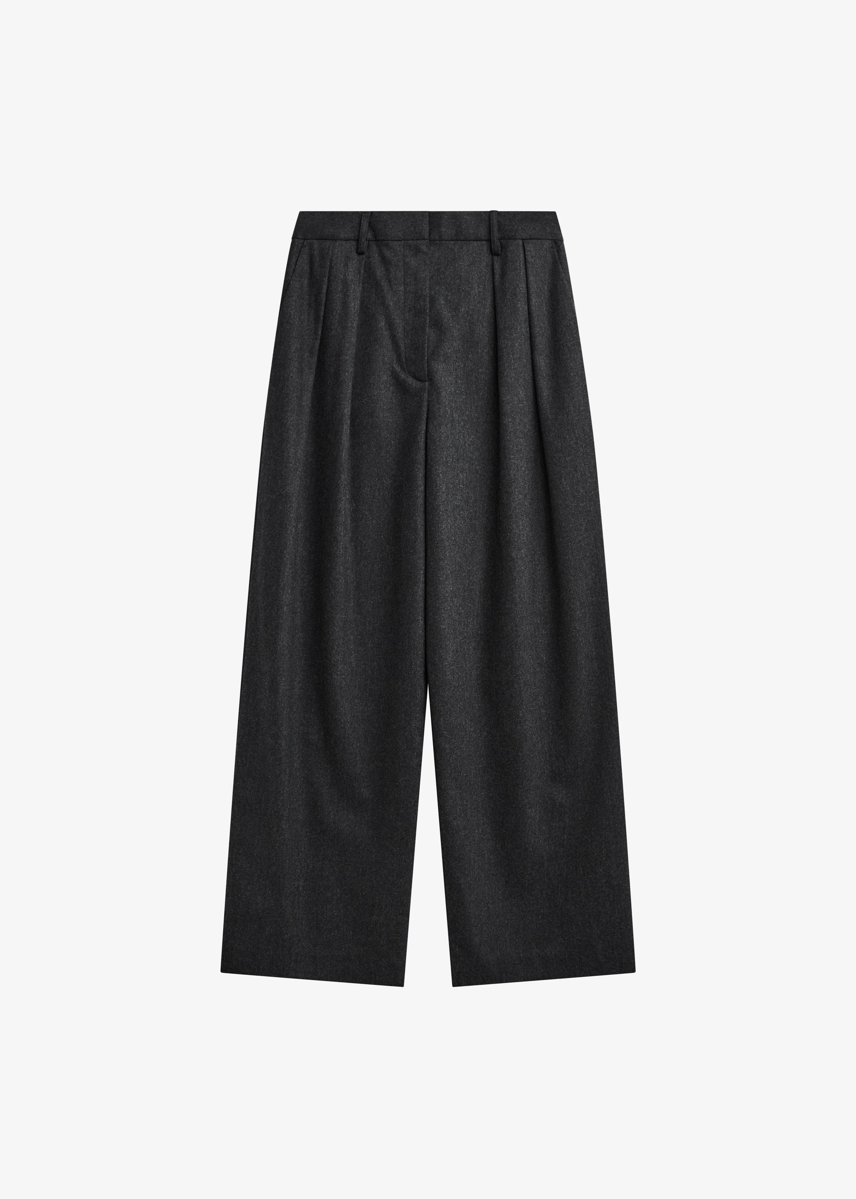 Ripley Flannel Pleated Trousers - Dark Grey - Image 8