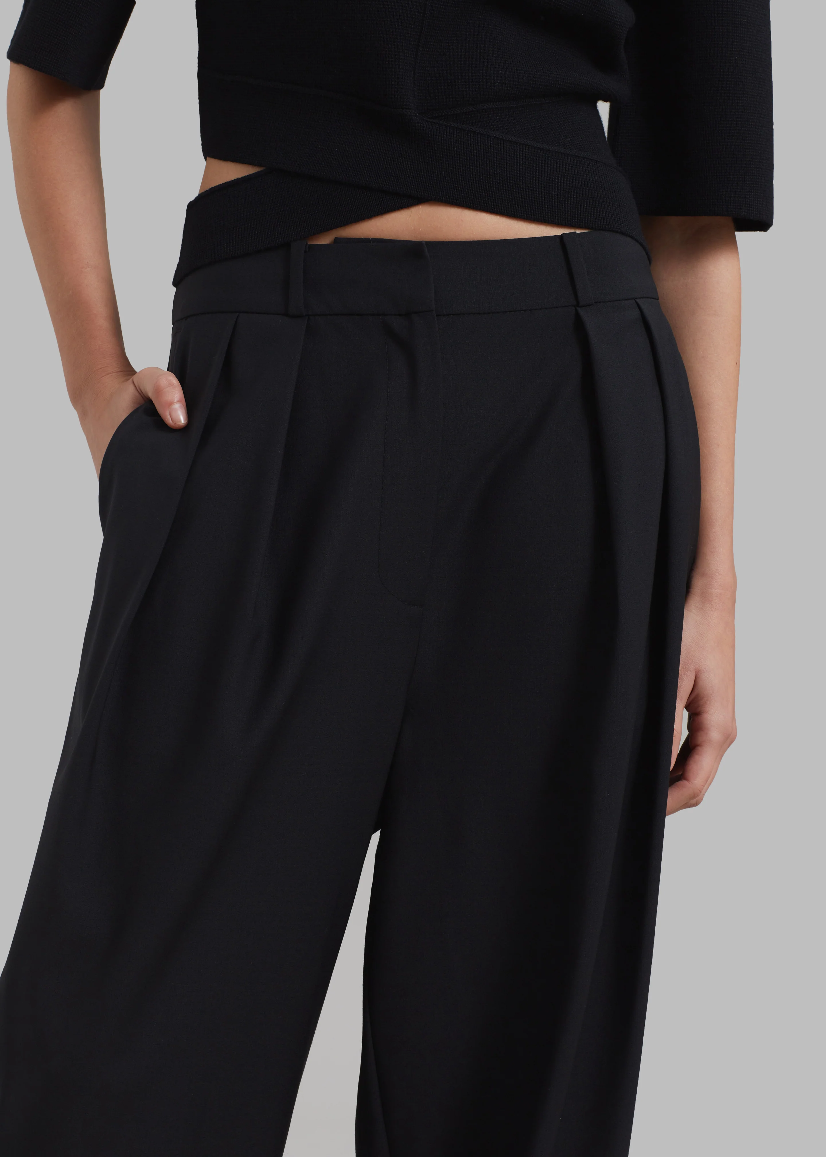 Ripley Pleated Trousers - Black - Image 2