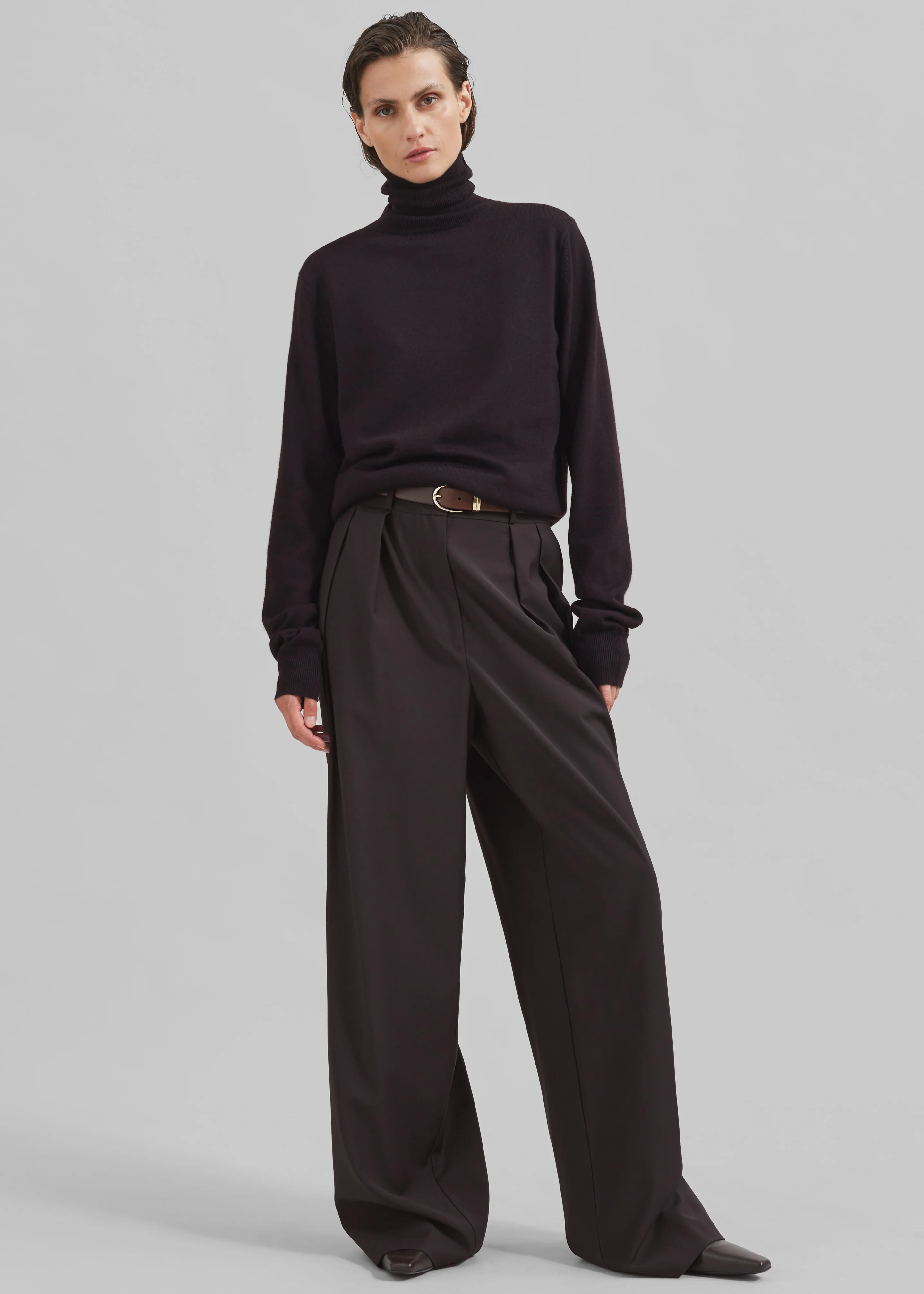 Ripley Pleated Trousers - Brown - Image 6
