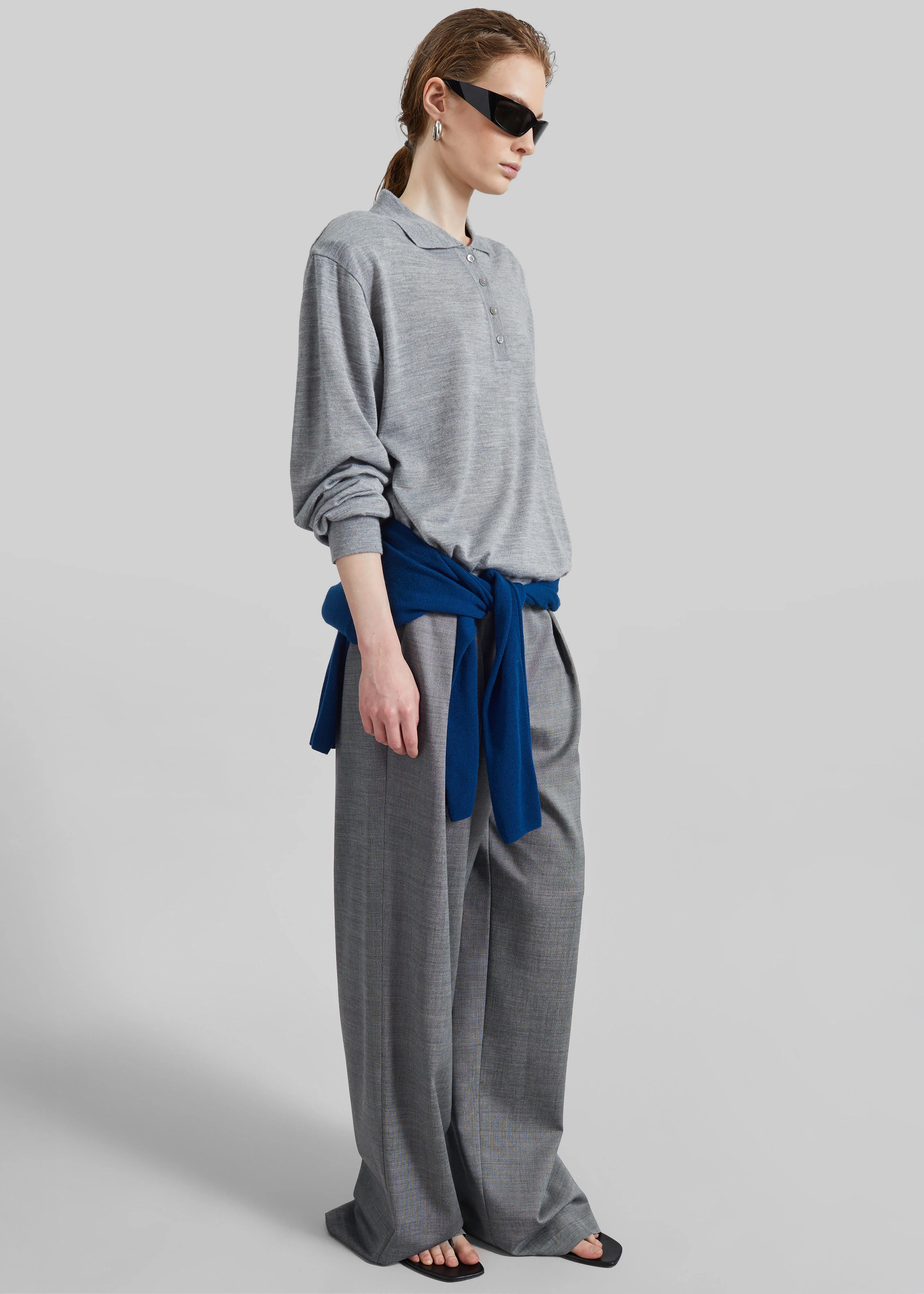 Ripley Pleated Trousers - Grey Melange - Image 11