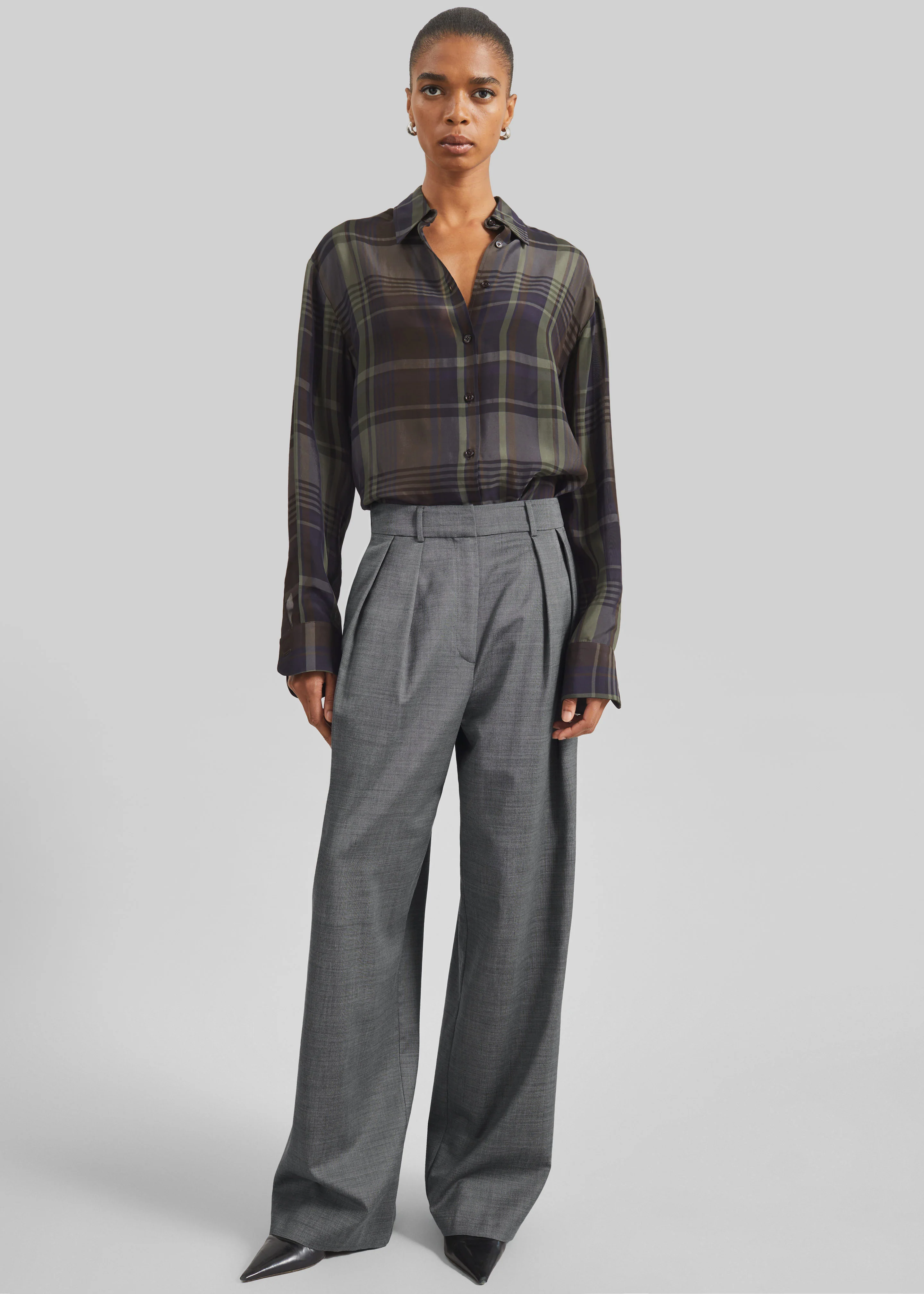 Ripley Pleated Trousers - Grey Melange - Image 7