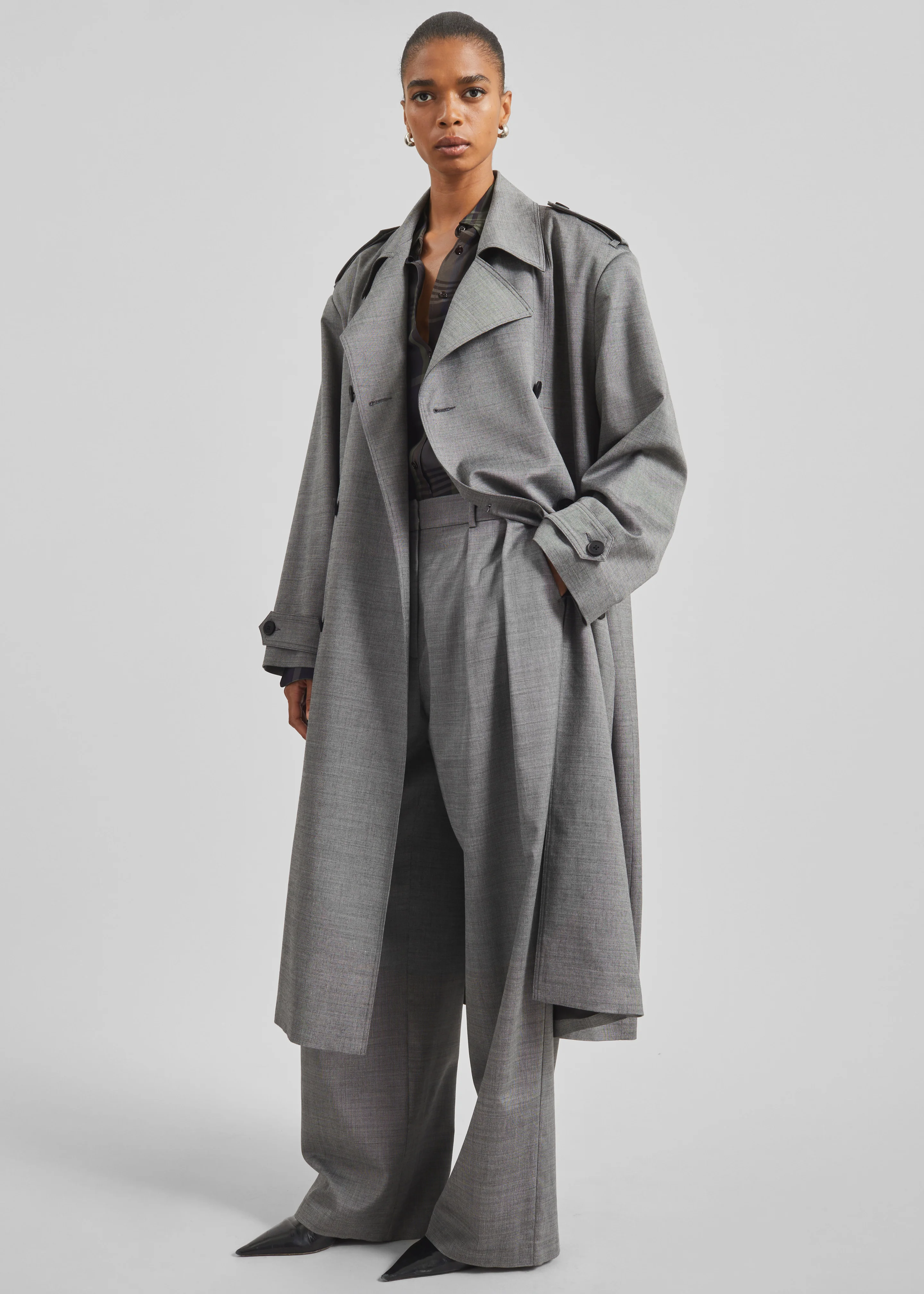 Ripley Pleated Trousers - Grey Melange - Image 8