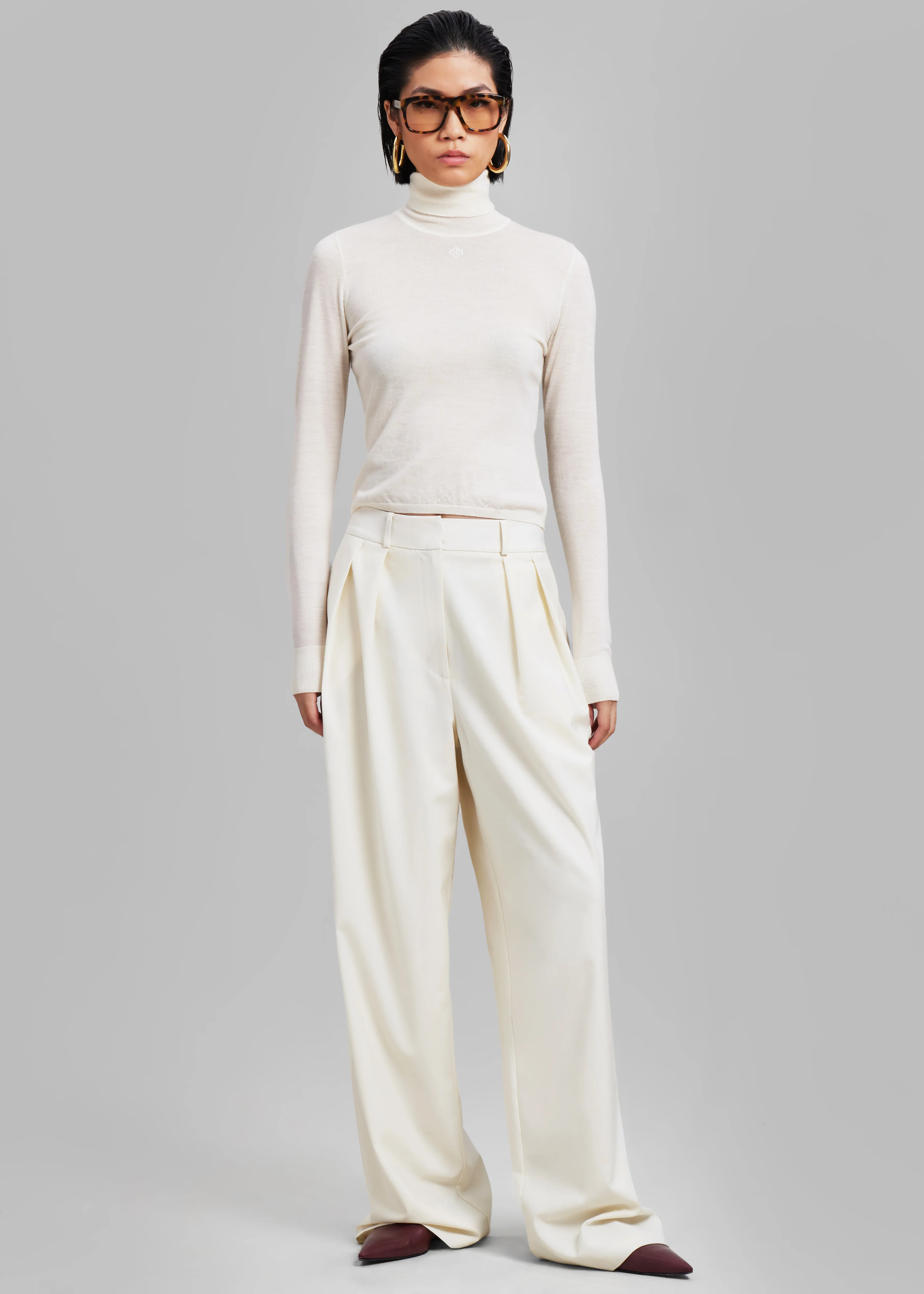 Ripley Pleated Trousers - Ivory - Image 2