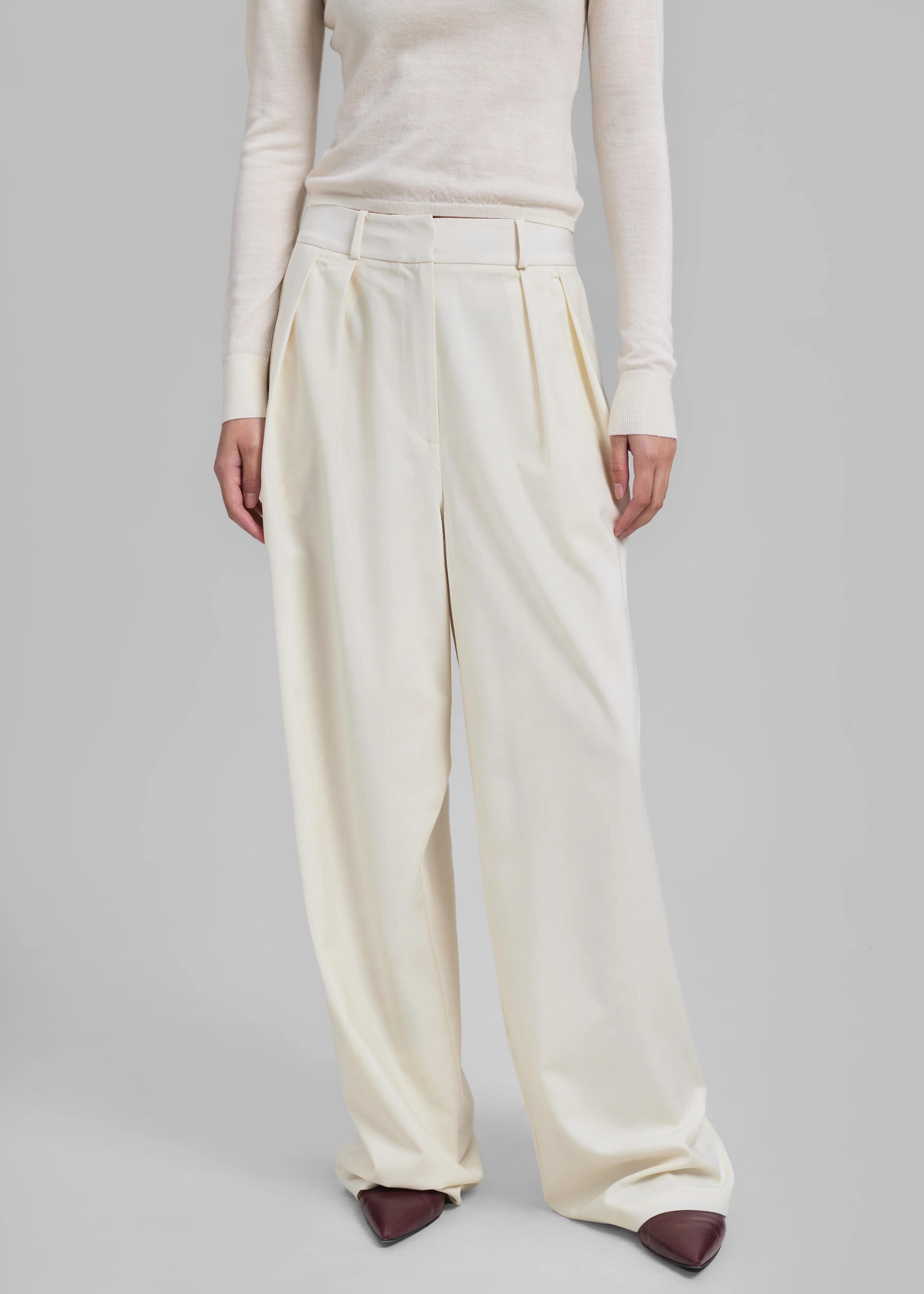 Ripley Pleated Trousers - Ivory - Image 3